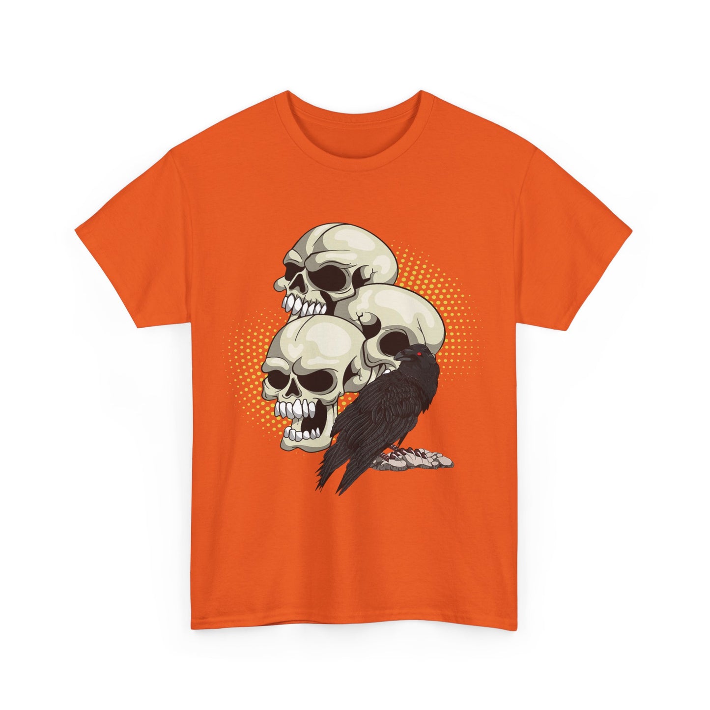 Skull Crow Tee - Unisex Heavy Cotton T-Shirt, Edgy Graphic Shirt, Gothic Style Apparel, Halloween Outfit, Alternative Fashion