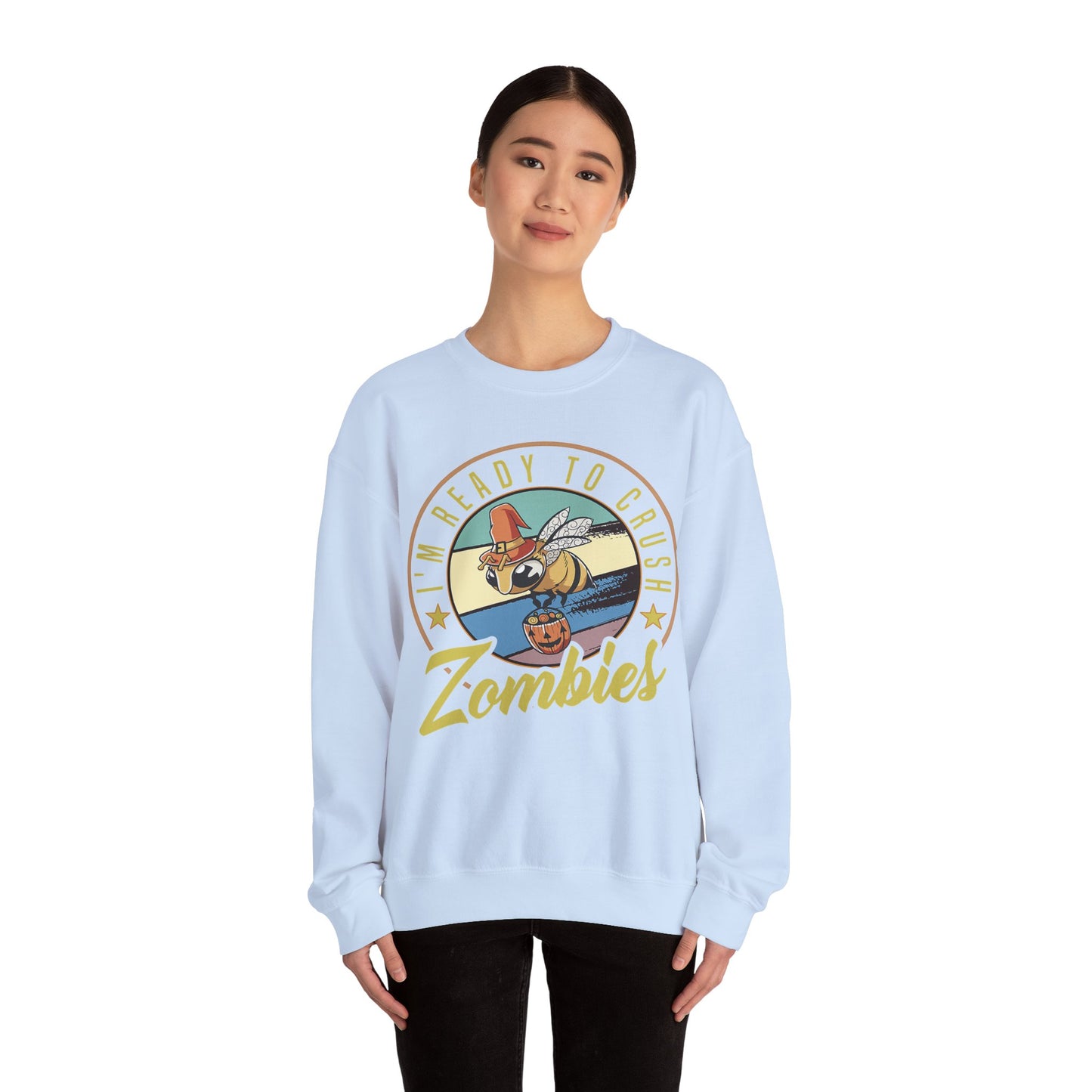 Zombie-Themed Crewneck Sweatshirt - Funny Halloween Gift for Friends, Casual Wear, Cozy Style, Unisex Apparel, Fall Fashion