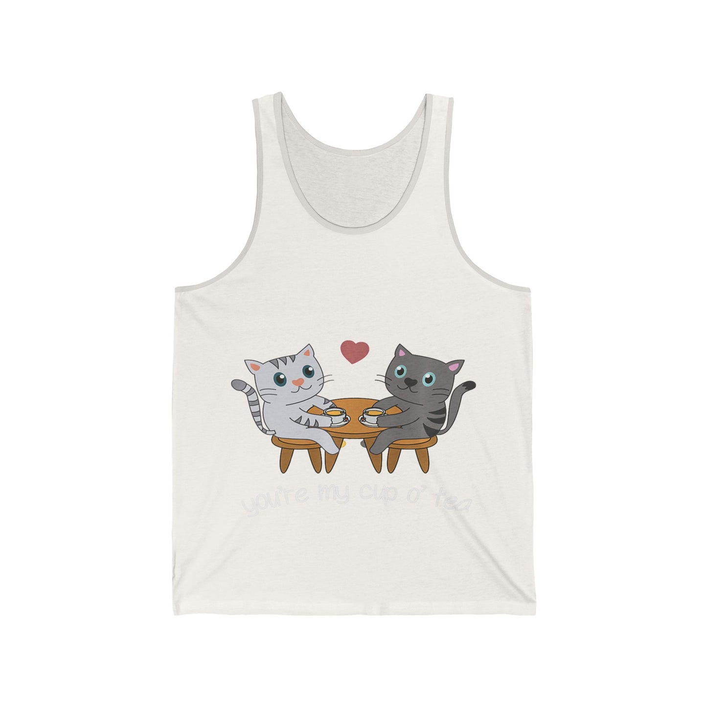 Cute Cat Lovers Unisex Jersey Tank - You're My Cup of Tea, Cat Tank Top, Gift for Cat Owners, Pet Lover Apparel, Summer Casual Wear