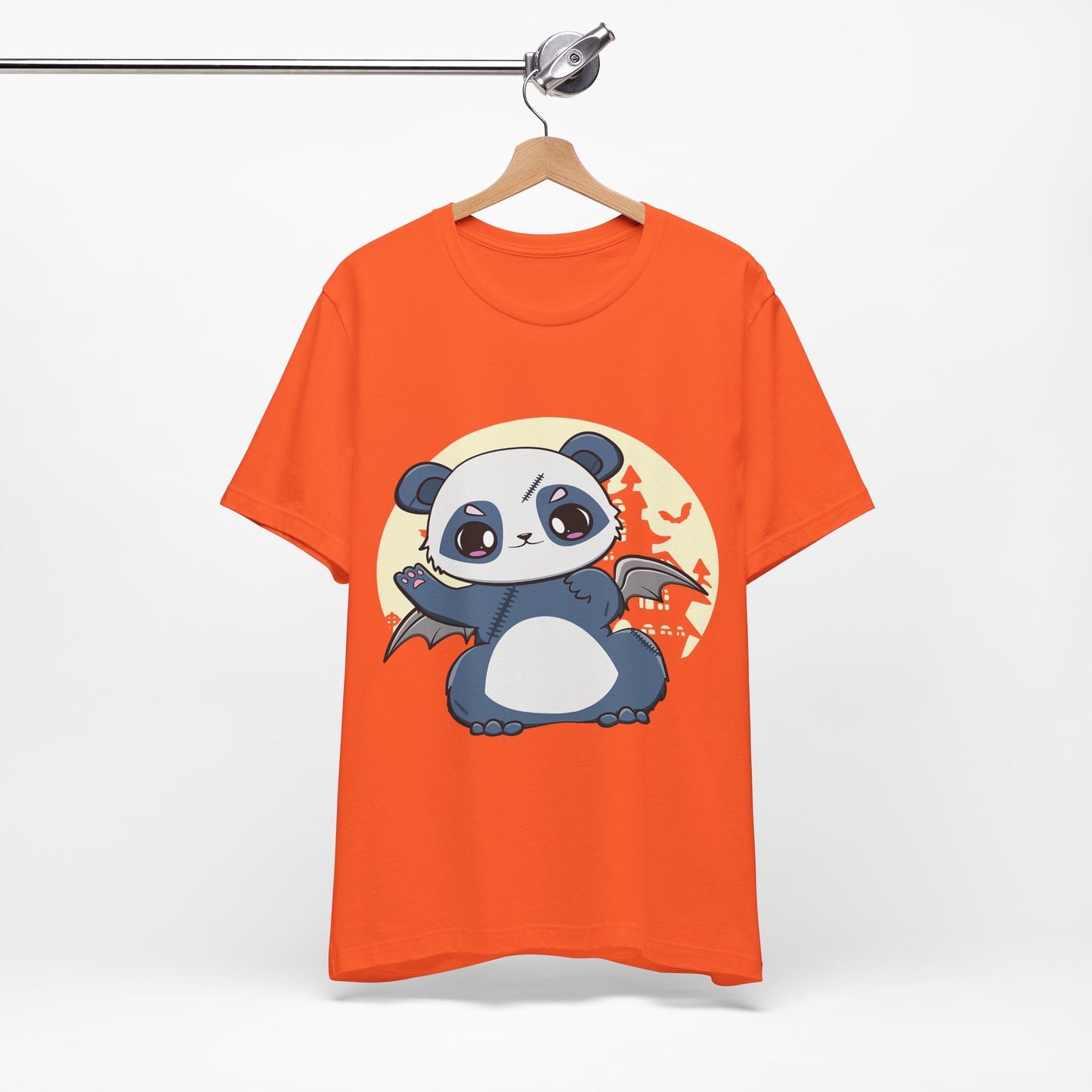 Cute Panda Halloween Tee, Unisex Short Sleeve Shirt, Fun Graphic T-Shirt, Spooky Cute Apparel, Animal Lover Gift