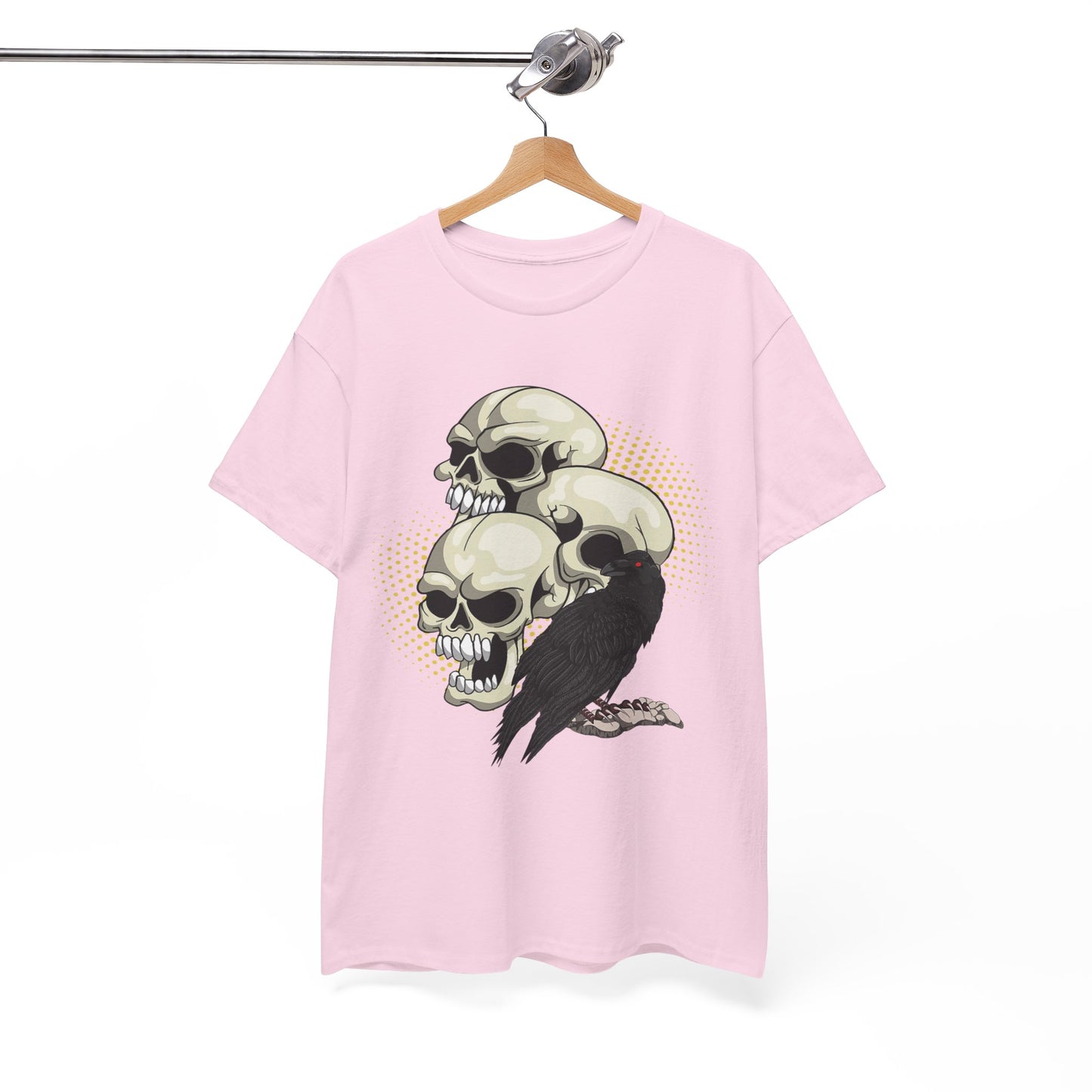 Skull Crow Tee - Unisex Heavy Cotton T-Shirt, Edgy Graphic Shirt, Gothic Style Apparel, Halloween Outfit, Alternative Fashion