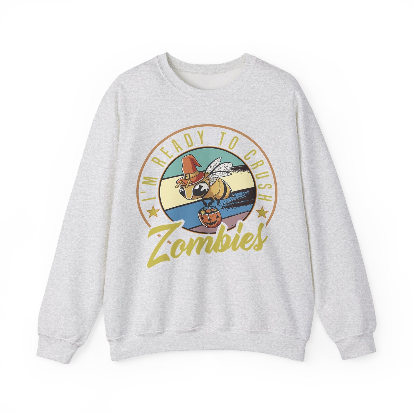 Zombie-Themed Crewneck Sweatshirt - Funny Halloween Gift for Friends, Casual Wear, Cozy Style, Unisex Apparel, Fall Fashion