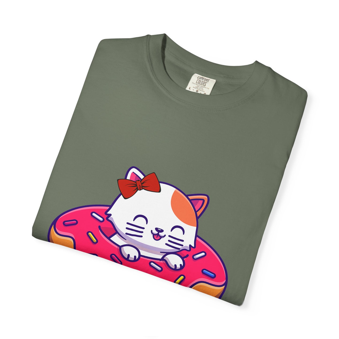 Cute Cat and Donut Unisex T-Shirt, Funny Animal Tee, Gift for Cat Lovers, Casual Wear, Cute Summer Outfit