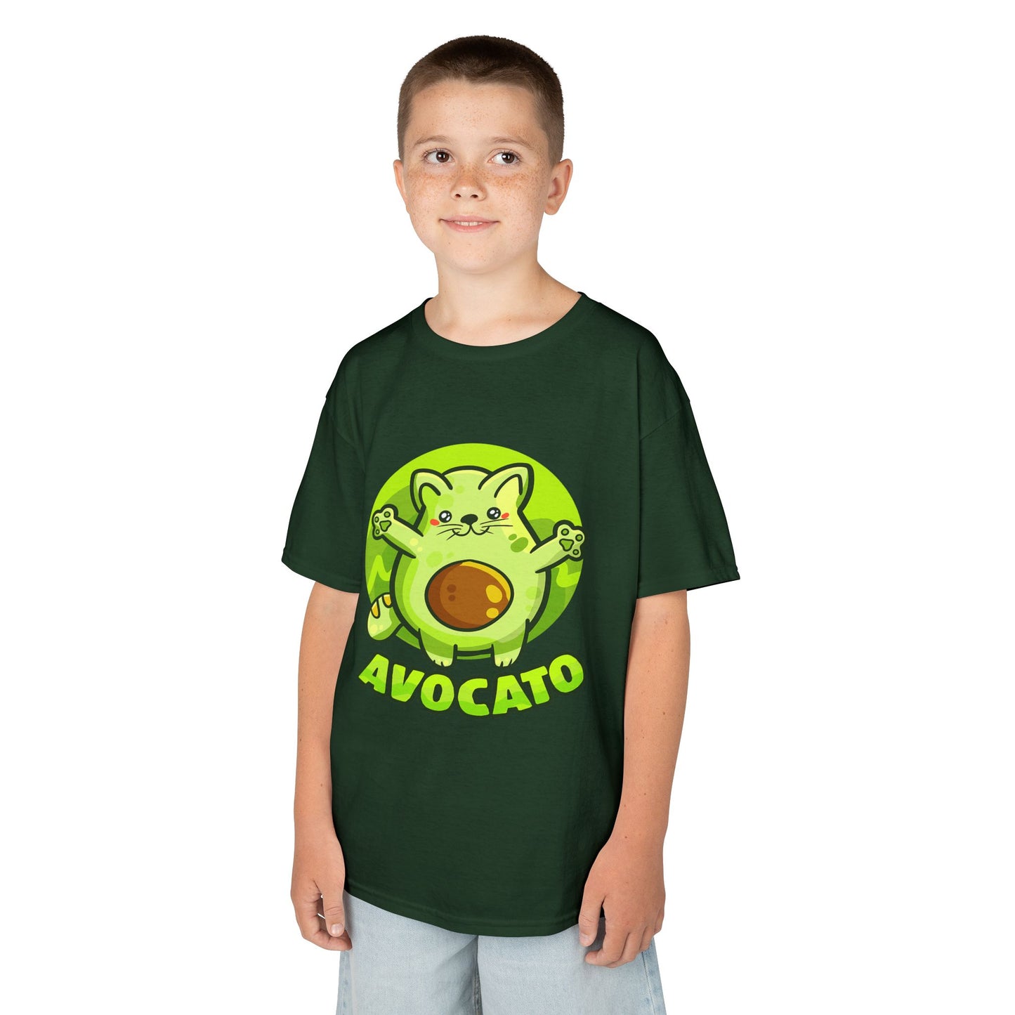 Cute Avocado Cat Kids Tee, Fun T-Shirt for Kids, Avocado Lover Gift, Playful Graphic Shirt, Birthday Party Outfit