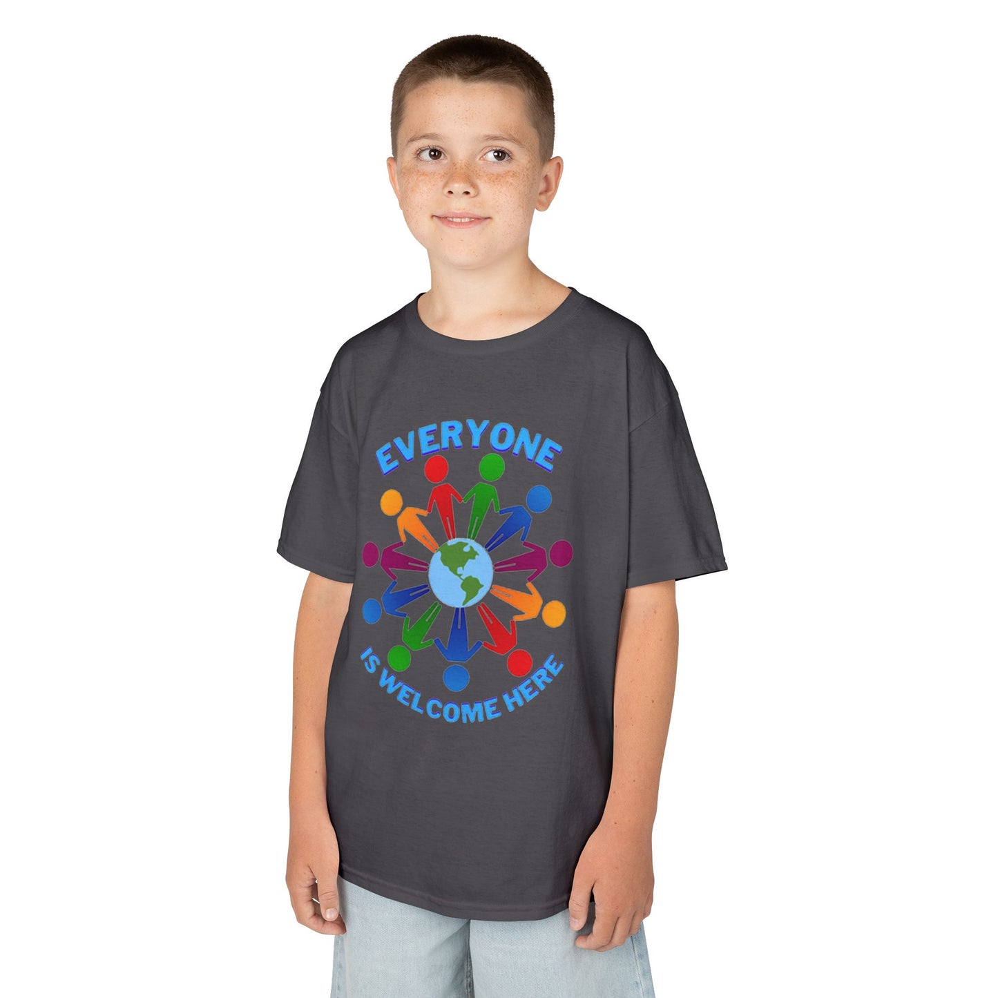 Inclusive Kids Tee - Everyone is Welcome Here, Rainbow T-Shirt, Kids Equality Wear, Unity Apparel, Diversity Gift, Positive Message Top