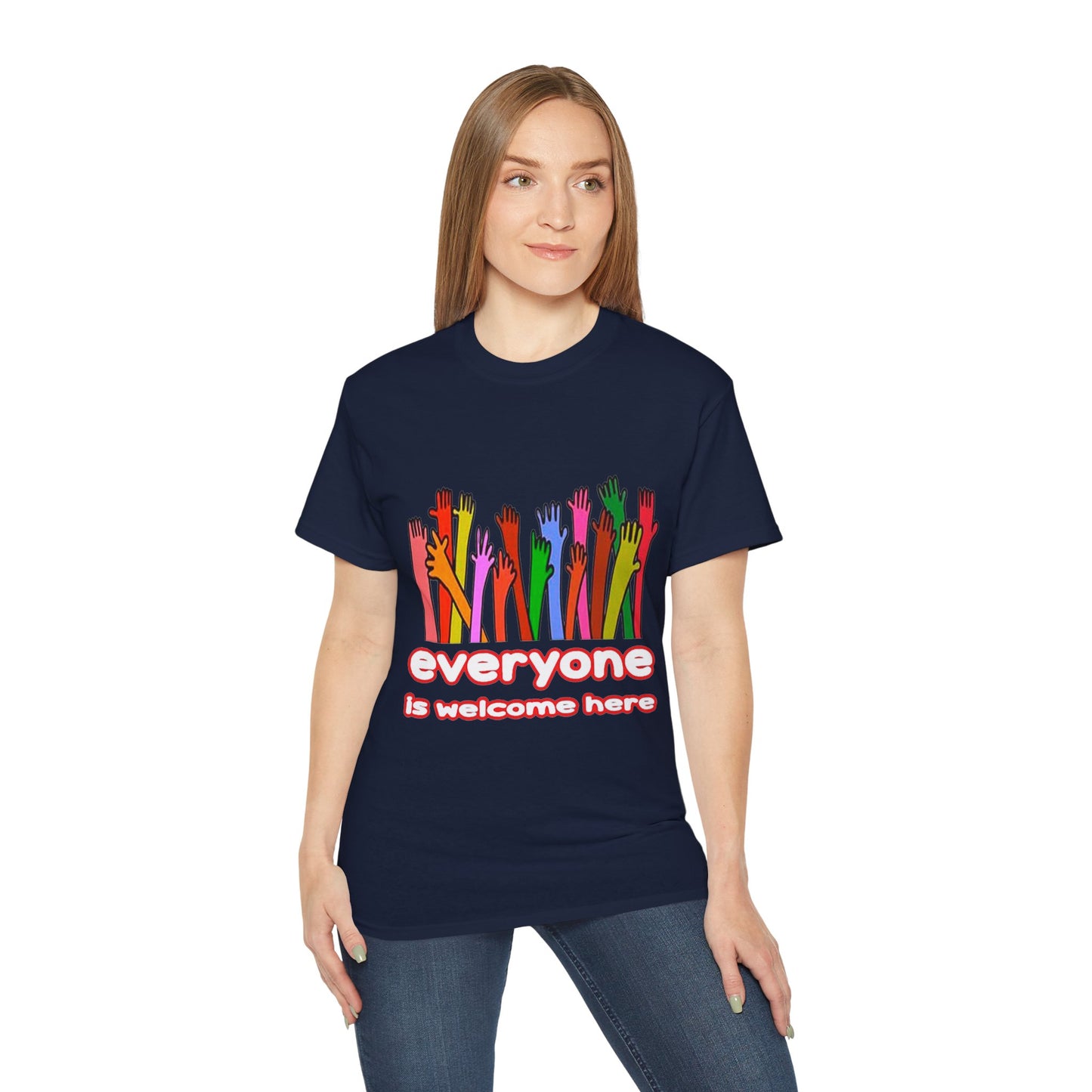 Inclusive Vibes Tee, Everyone is Welcome Here T-Shirt, Unity Tee, Proud Ally Shirt, Colorful Art Tee, Comfortable Cotton T-Shirt