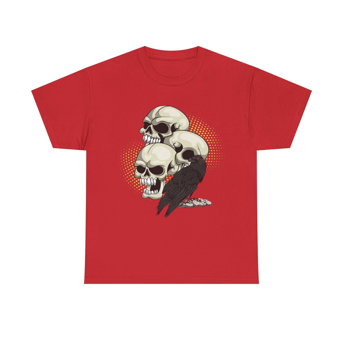 Skull Crow Tee - Unisex Heavy Cotton T-Shirt, Edgy Graphic Shirt, Gothic Style Apparel, Halloween Outfit, Alternative Fashion