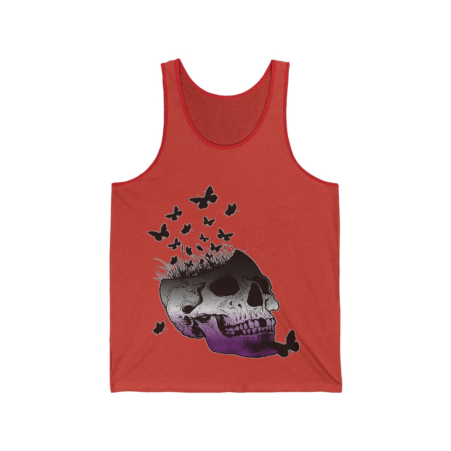 Gothic Butterfly Skull Tank, Unisex Jersey Tank Top, Edgy Summer Fashion, Casual Wear, Halloween Outfit, Unique Gift