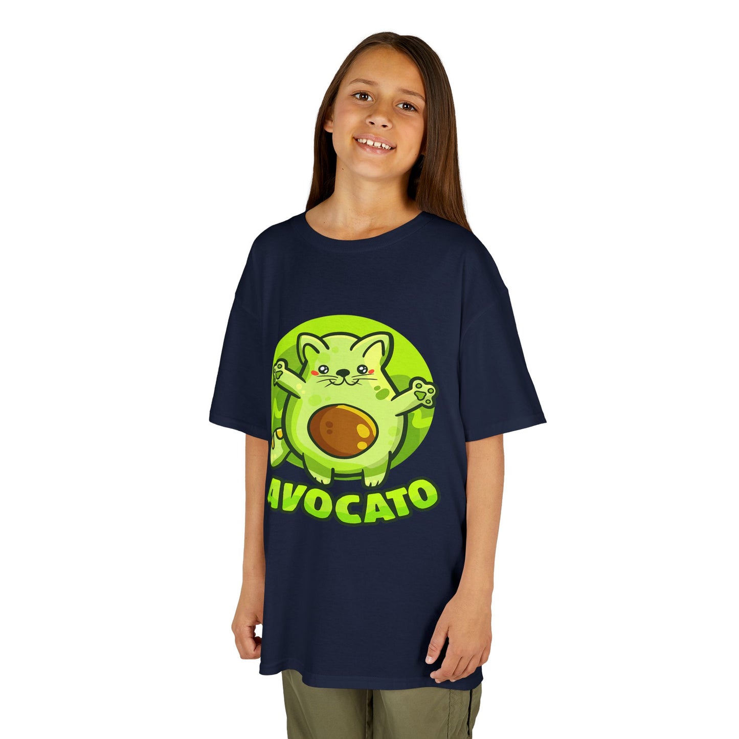Cute Avocado Cat Kids Tee, Fun T-Shirt for Kids, Avocado Lover Gift, Playful Graphic Shirt, Birthday Party Outfit