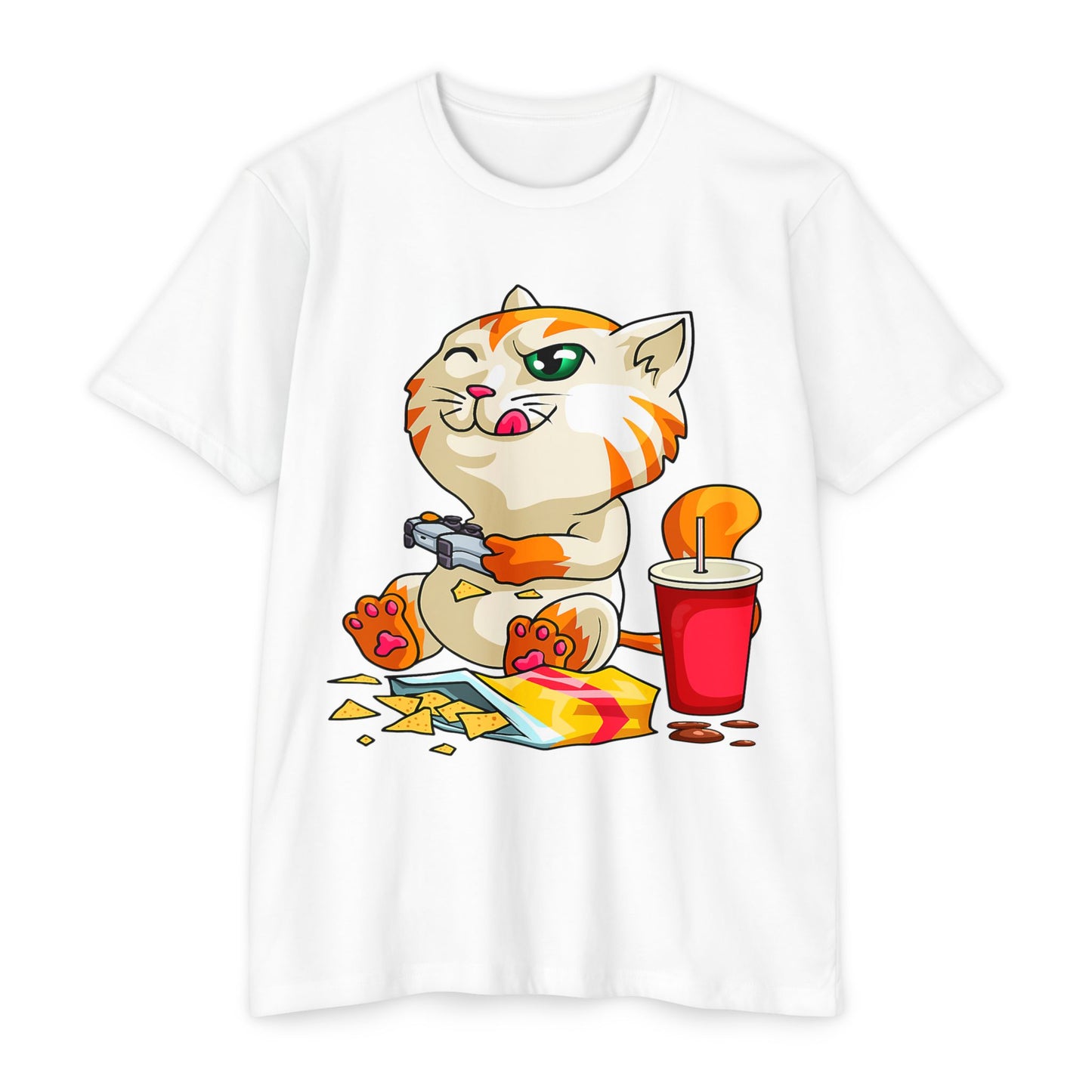 Playful Cat Gamer T-Shirt | Cute Cat Graphic Tee for Cat Lovers, Gifts for Gamers, Fun Casual Wear, Cool Animal Shirt, Unique Gift Idea