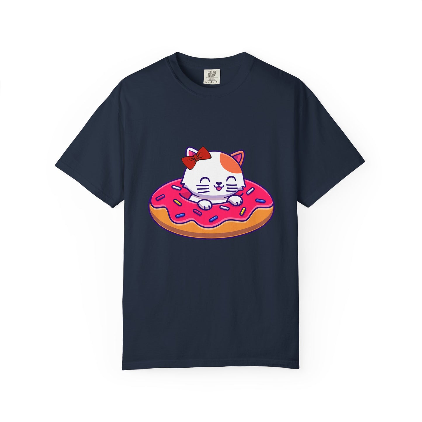Cute Cat and Donut Unisex T-Shirt, Funny Animal Tee, Gift for Cat Lovers, Casual Wear, Cute Summer Outfit