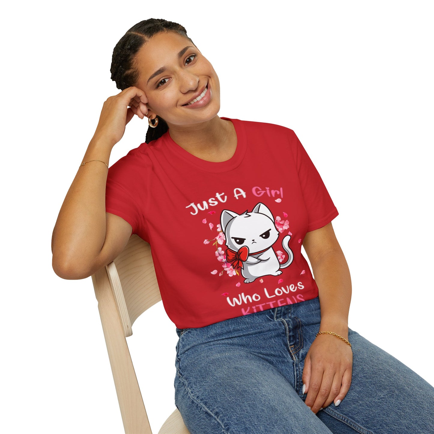Cute Kittens Graphic Tee, Unisex Softstyle T-Shirt for Cat Lovers, Gift for Birthdays, Valentine's Day, Casual Wear, Animal Lovers