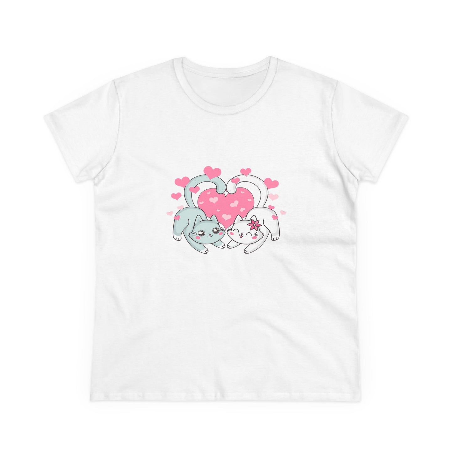 Cute Cat Love Tee for Pet Lovers, Valentine's Day Gift, Women's Casual Cotton T-Shirt, Cat Lover Shirt, Unique Pet Gift