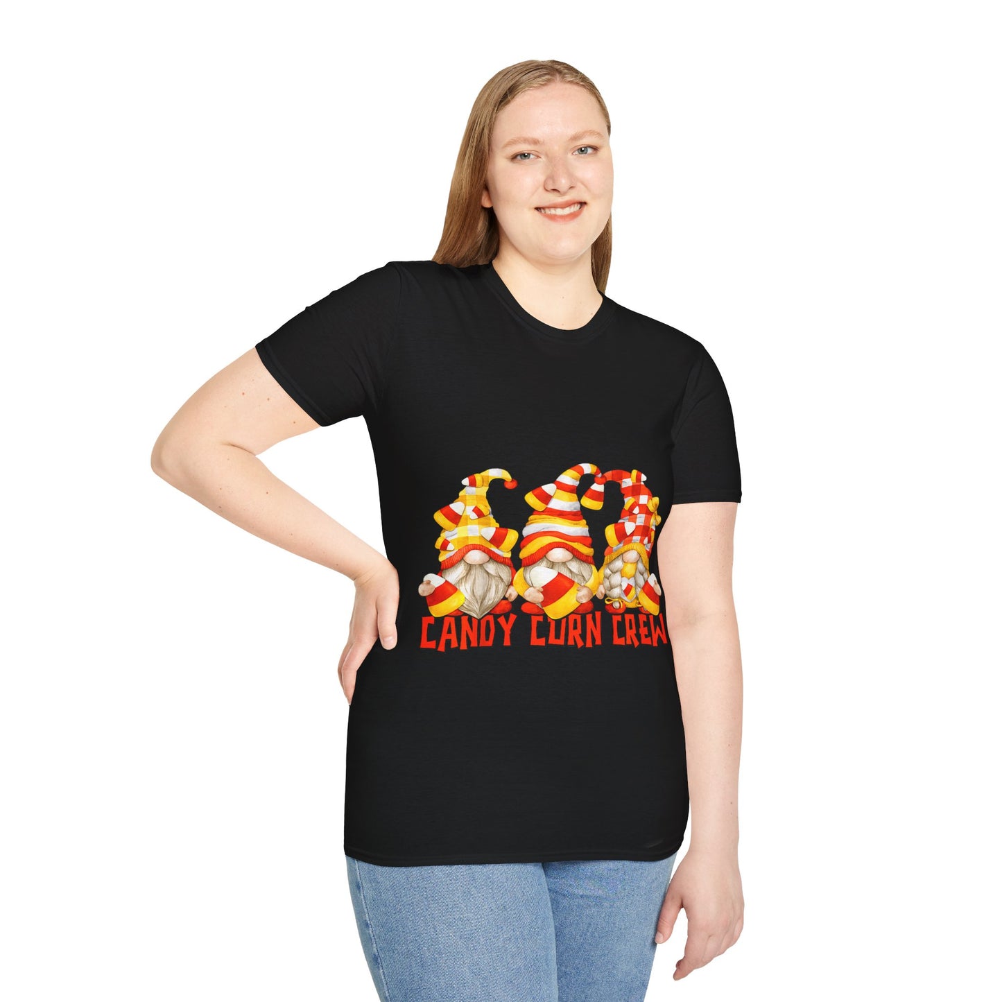 Candy Corn Crew Unisex T-Shirt - Fall Fashion, Halloween Apparel, Thanksgiving Gatherings, Cozy Comfort, Seasonal Style