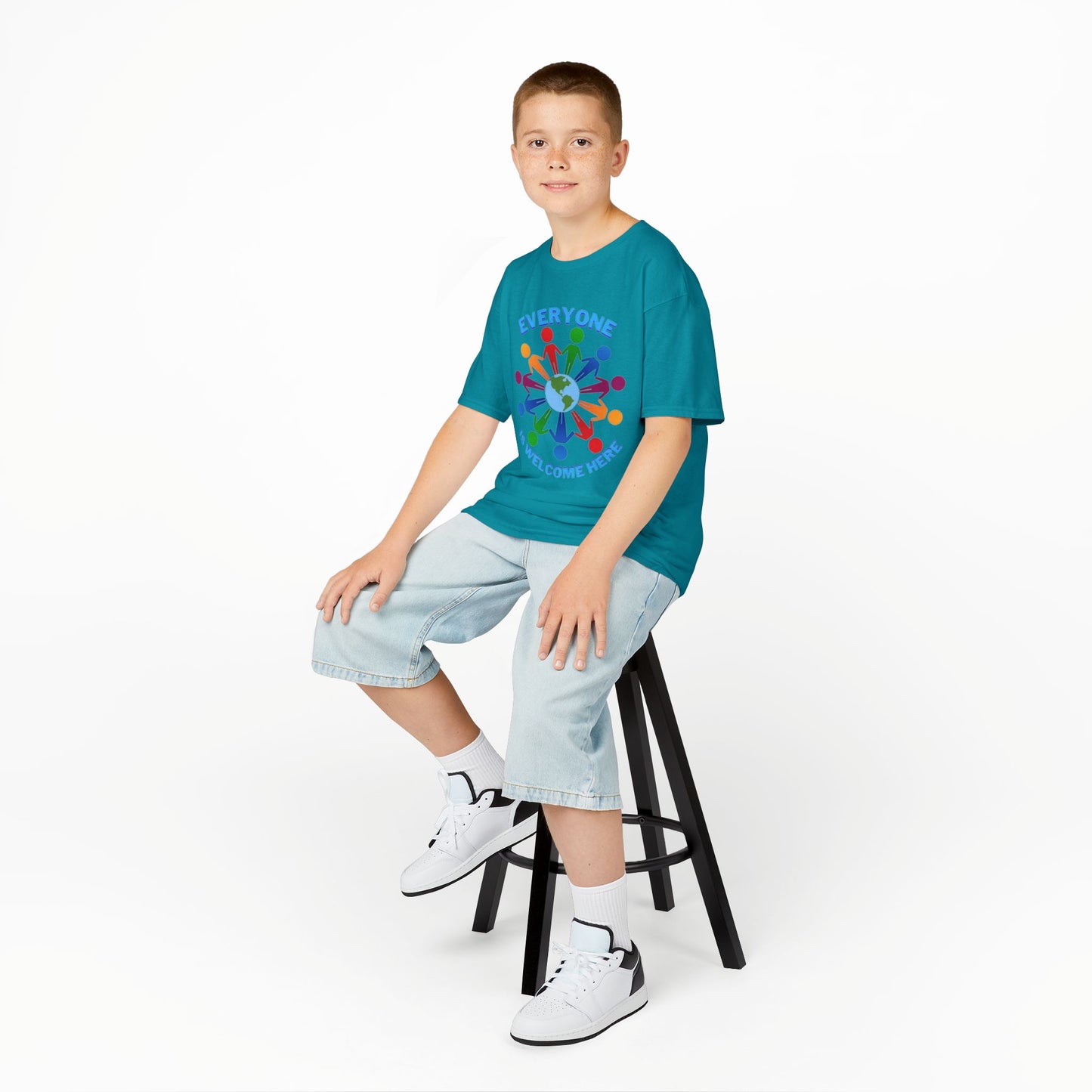 Inclusive Kids Tee - Everyone is Welcome Here, Rainbow T-Shirt, Kids Equality Wear, Unity Apparel, Diversity Gift, Positive Message Top