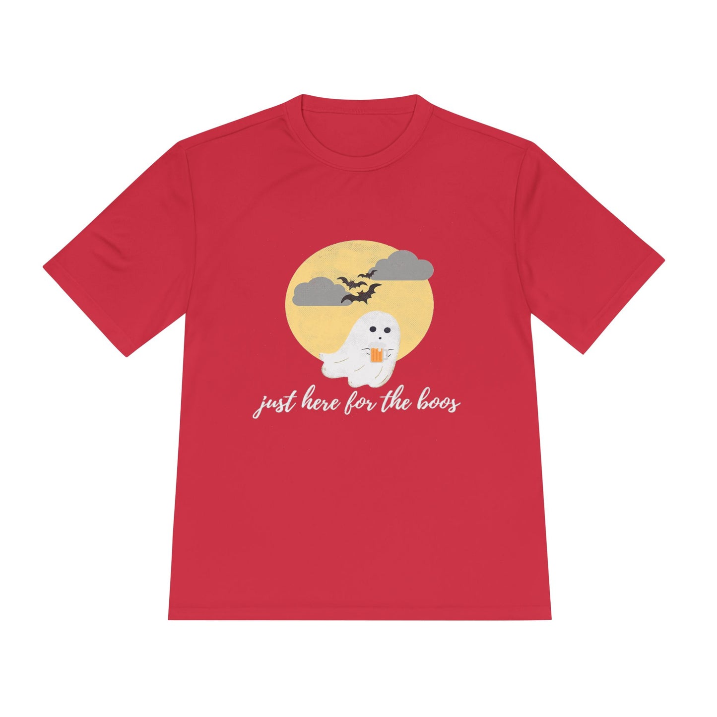 Whimsical Ghost Tee, Unisex Moisture Wicking T-Shirt, Halloween Apparel, Cute Graphic Tee, Fall Fashion, Lightweight Summer Shirt