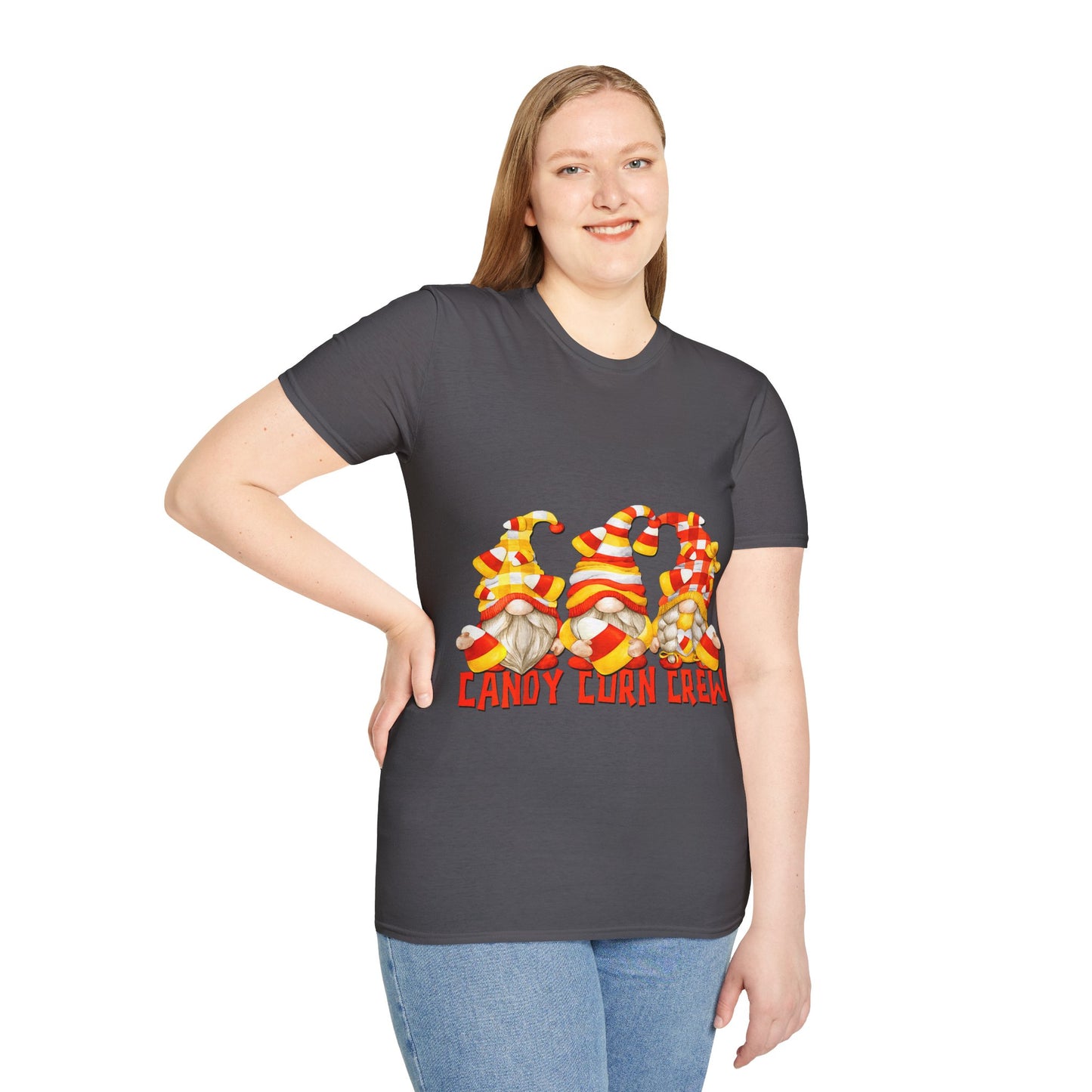Candy Corn Crew Unisex T-Shirt - Fall Fashion, Halloween Apparel, Thanksgiving Gatherings, Cozy Comfort, Seasonal Style