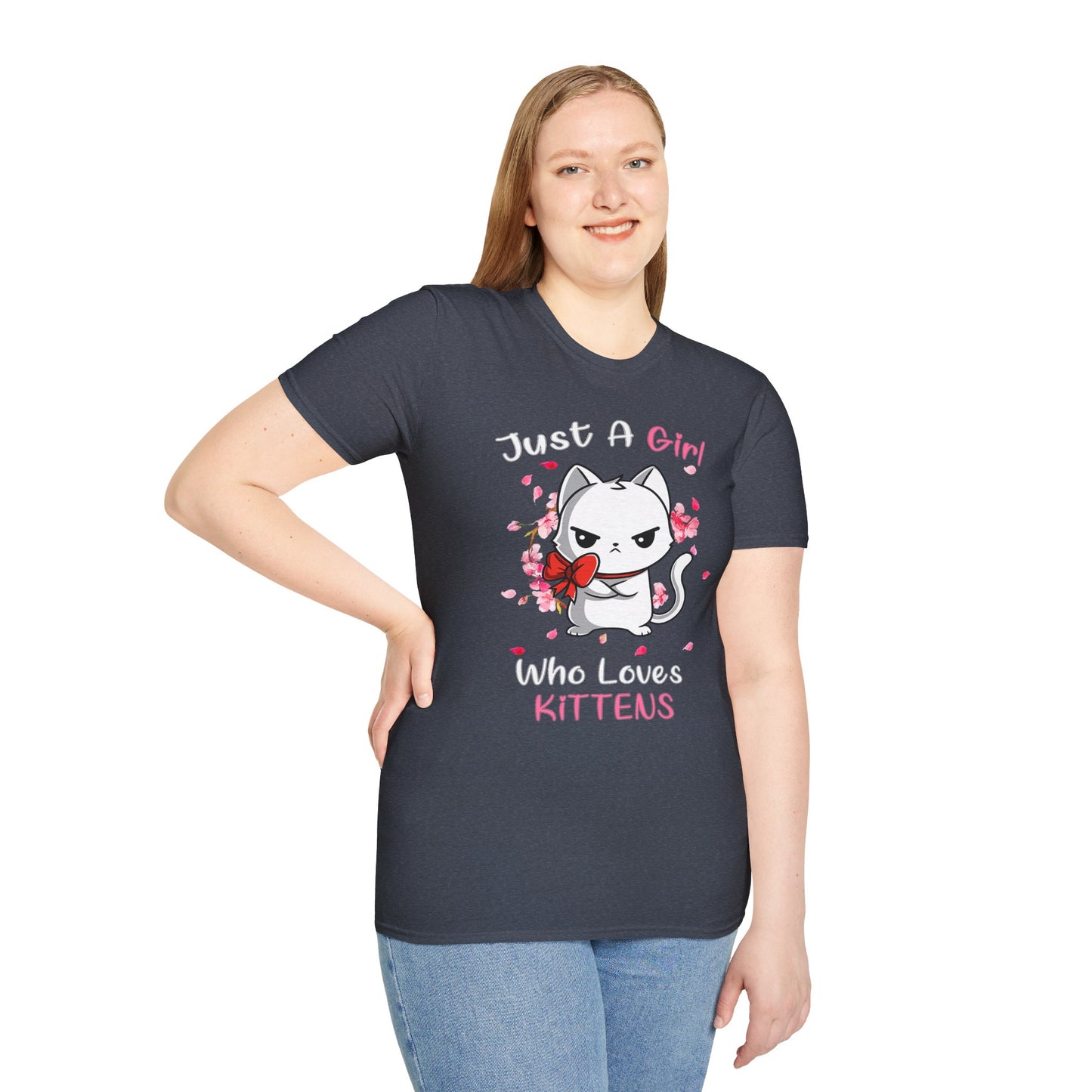 Cute Kittens Graphic Tee, Unisex Softstyle T-Shirt for Cat Lovers, Gift for Birthdays, Valentine's Day, Casual Wear, Animal Lovers