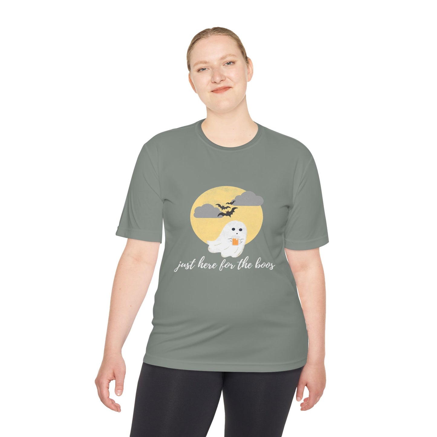 Whimsical Ghost Tee, Unisex Moisture Wicking T-Shirt, Halloween Apparel, Cute Graphic Tee, Fall Fashion, Lightweight Summer Shirt