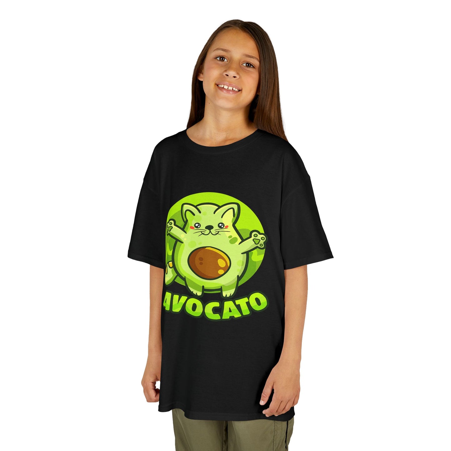 Cute Avocado Cat Kids Tee, Fun T-Shirt for Kids, Avocado Lover Gift, Playful Graphic Shirt, Birthday Party Outfit