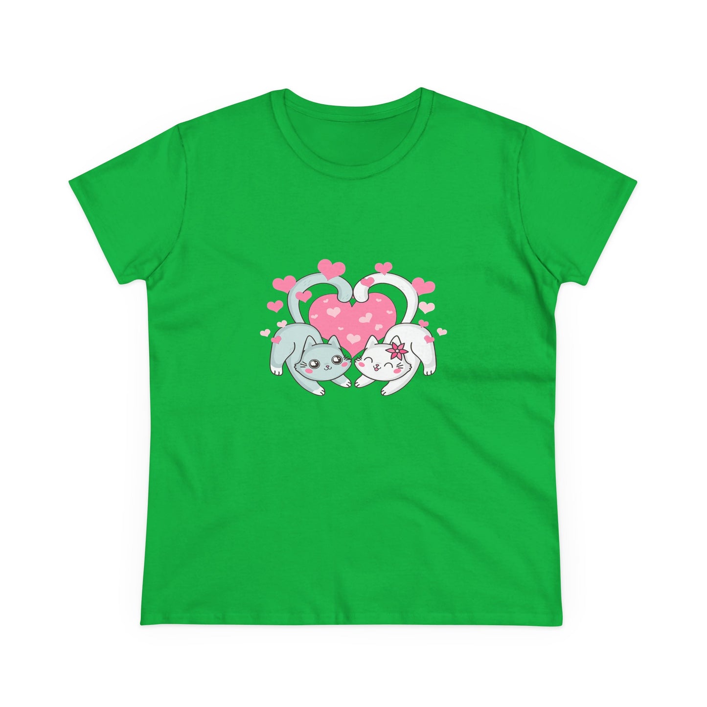 Cute Cat Love Tee for Pet Lovers, Valentine's Day Gift, Women's Casual Cotton T-Shirt, Cat Lover Shirt, Unique Pet Gift