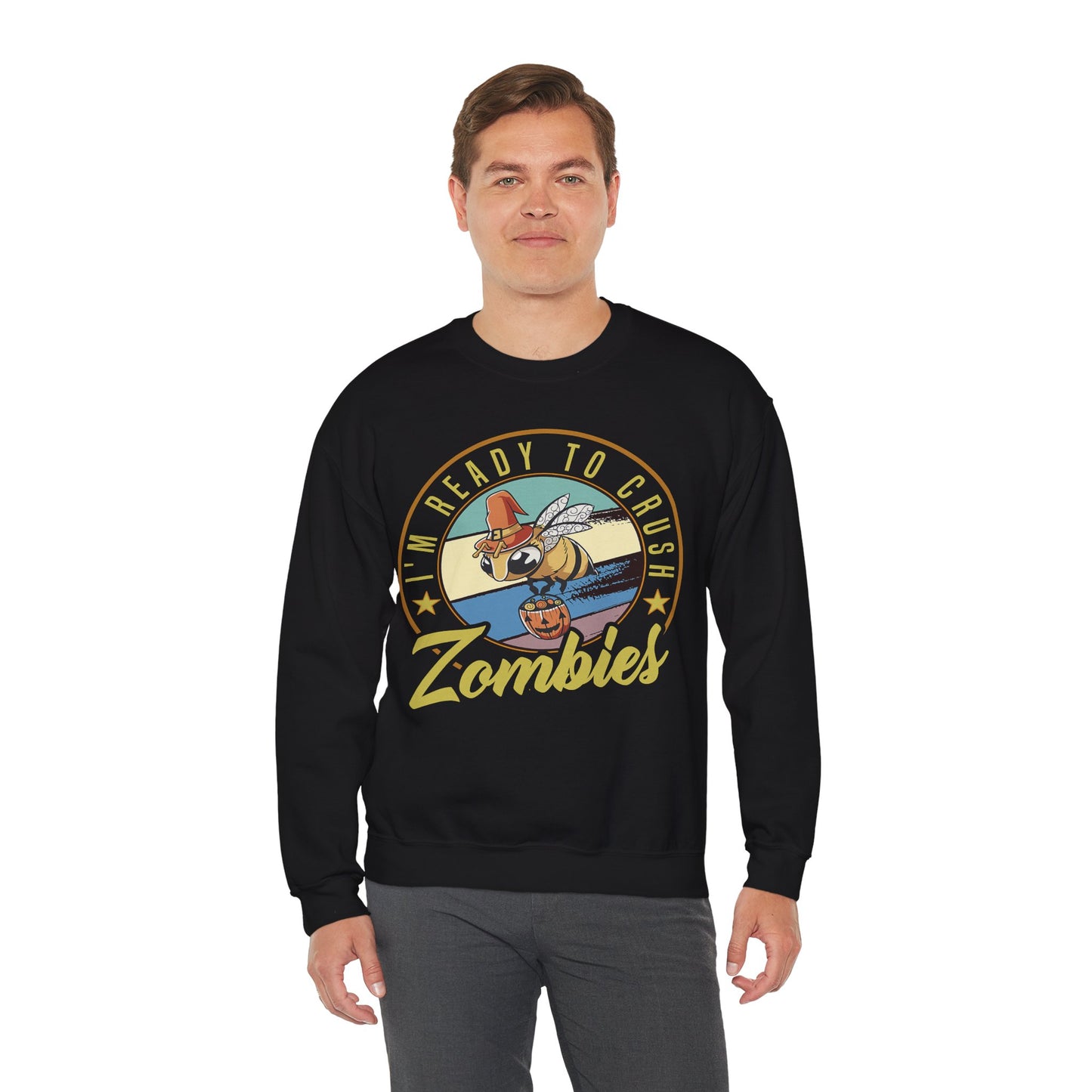 Zombie-Themed Crewneck Sweatshirt - Funny Halloween Gift for Friends, Casual Wear, Cozy Style, Unisex Apparel, Fall Fashion