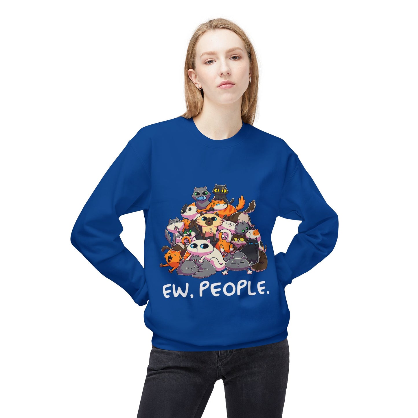 Cute Cat Lover Crewneck Sweatshirt - 'Ew. People.' Funny Gift for Cat Owners, Animal Lovers, Cozy Fashion, Unique Birthday Present