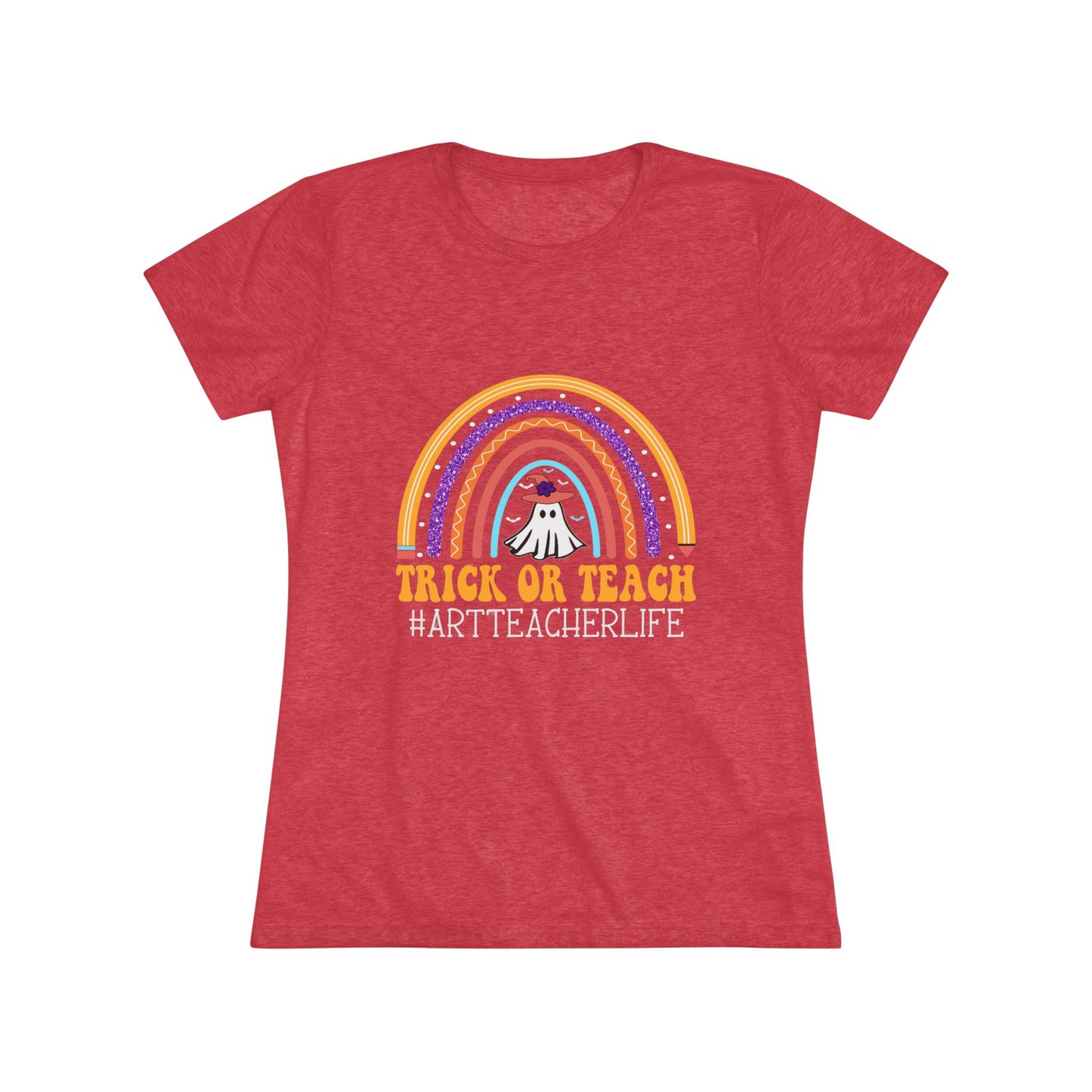 Trick or Teach Rainbow Tee for Women - Fun Halloween Shirt, Gift for Teachers, Fall Fashion, Cute T-Shirt, Casual Wear