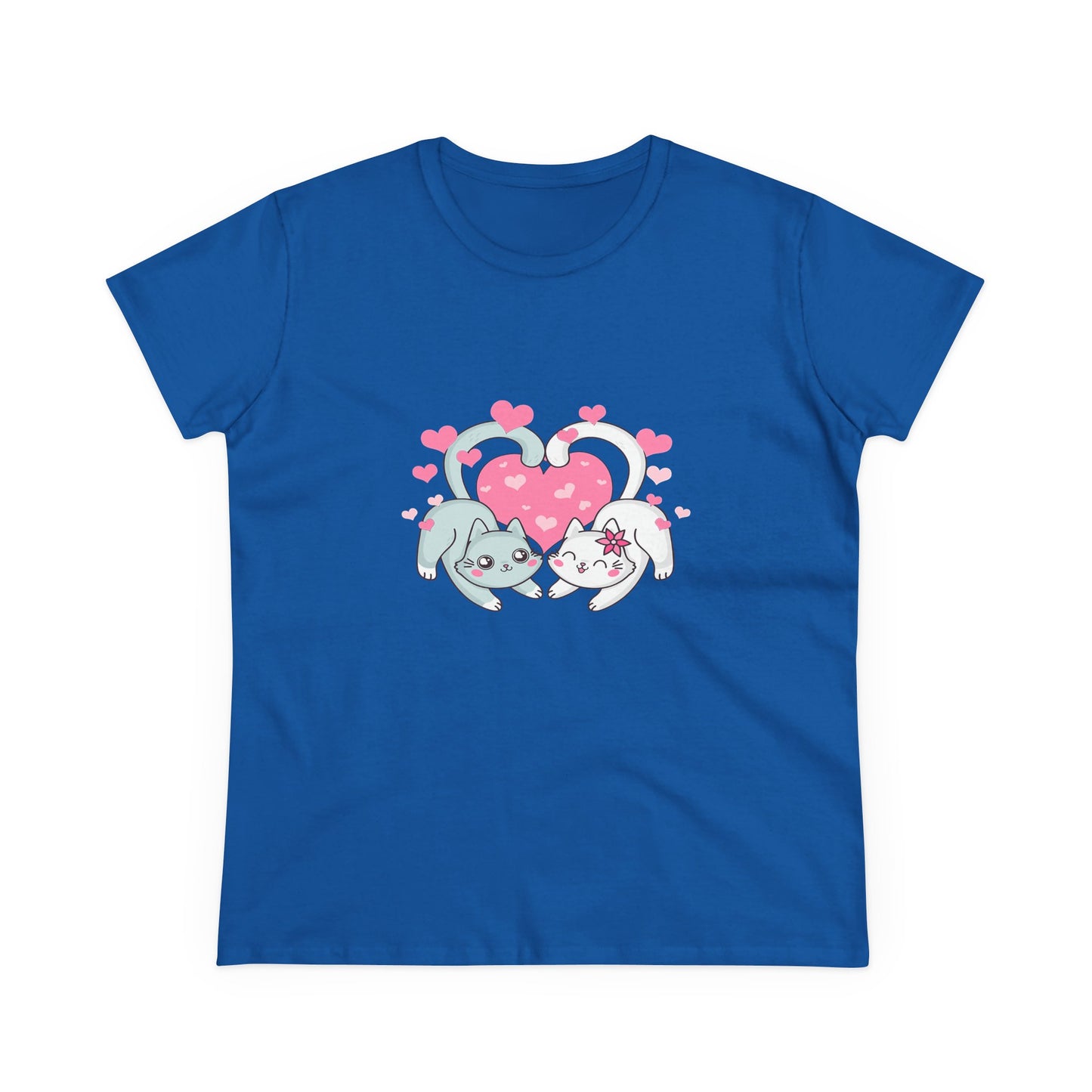 Cute Cat Love Tee for Pet Lovers, Valentine's Day Gift, Women's Casual Cotton T-Shirt, Cat Lover Shirt, Unique Pet Gift