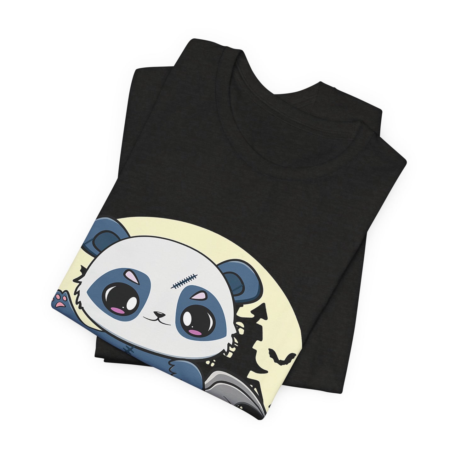 Cute Panda Halloween Tee, Unisex Short Sleeve Shirt, Fun Graphic T-Shirt, Spooky Cute Apparel, Animal Lover Gift