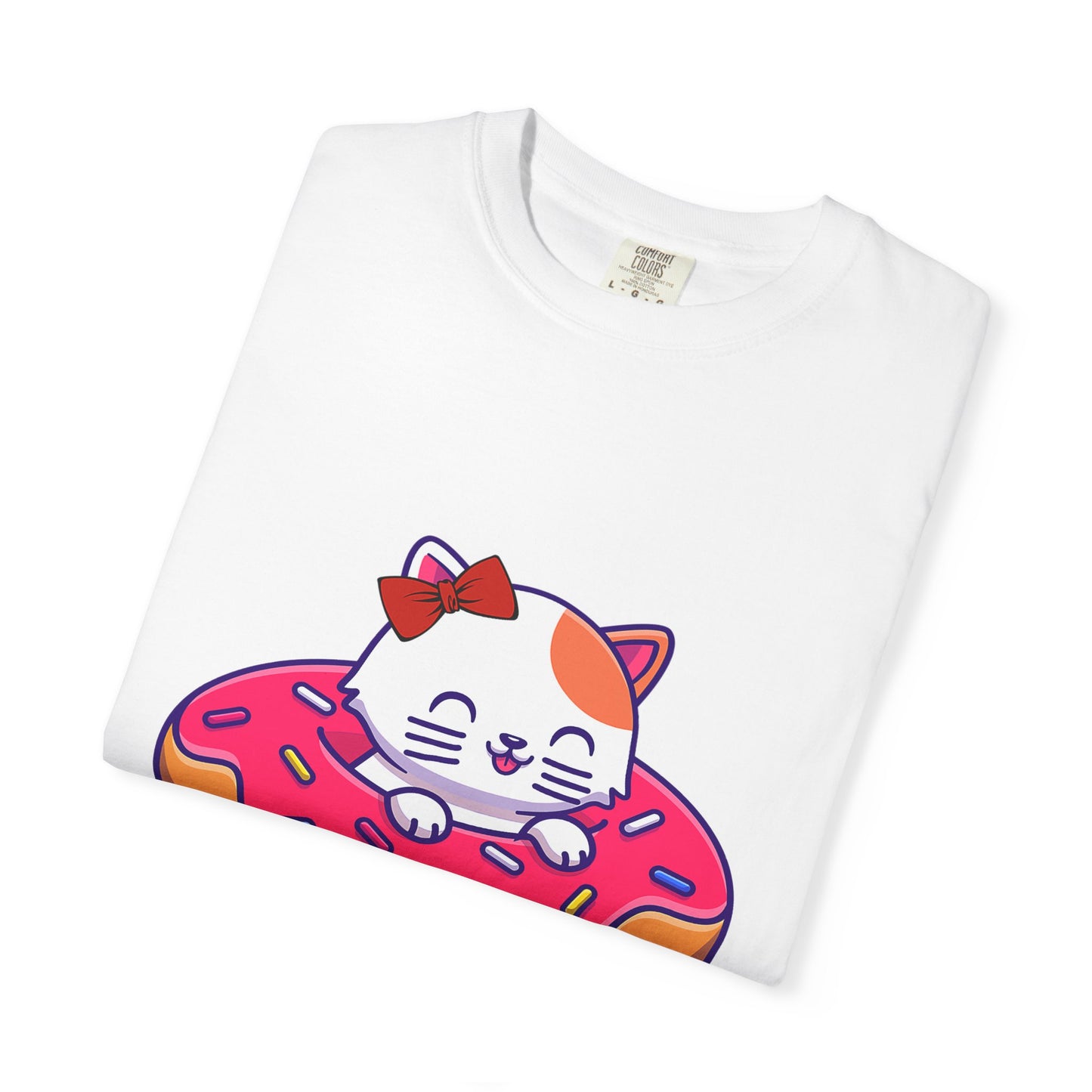 Cute Cat and Donut Unisex T-Shirt, Funny Animal Tee, Gift for Cat Lovers, Casual Wear, Cute Summer Outfit