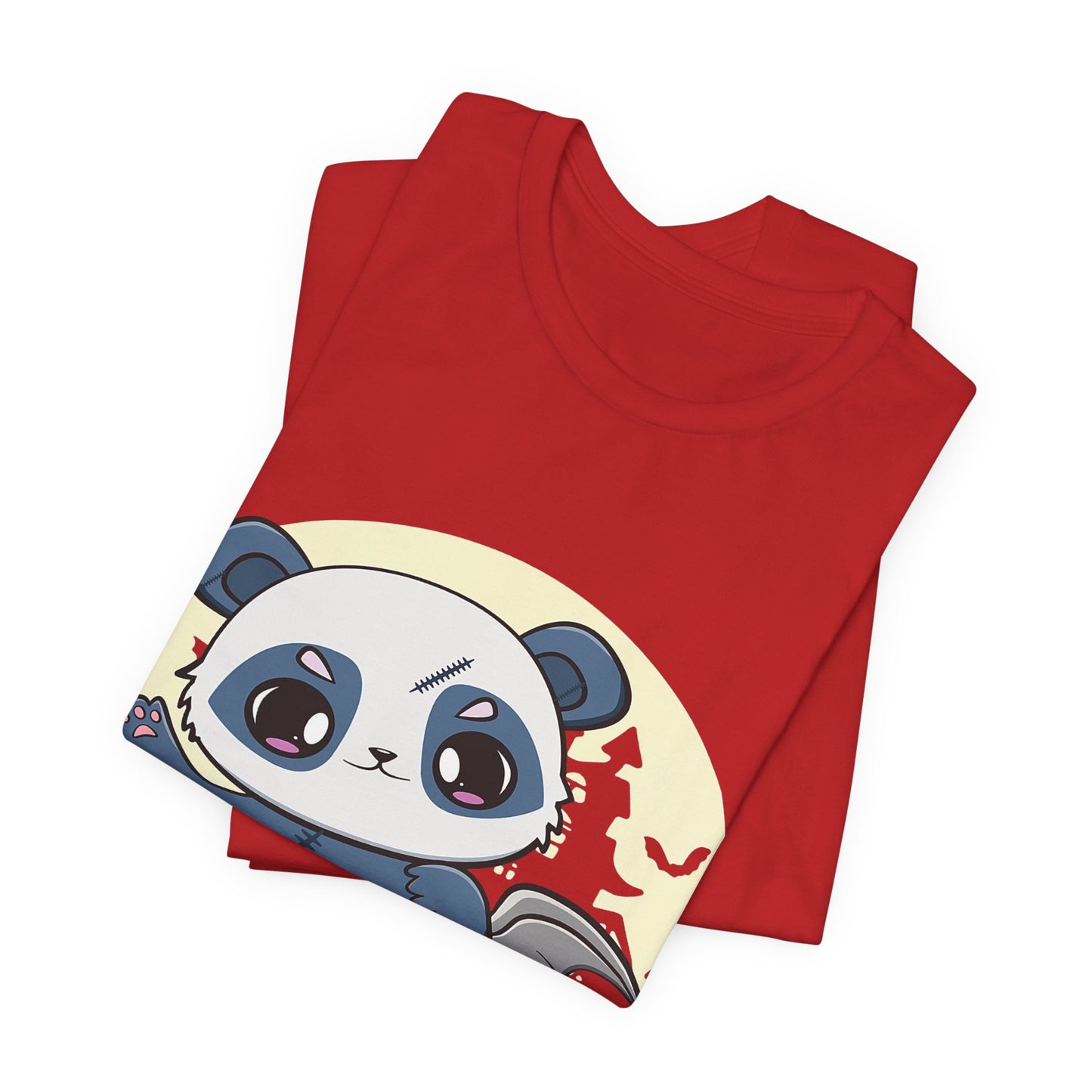 Cute Panda Halloween Tee, Unisex Short Sleeve Shirt, Fun Graphic T-Shirt, Spooky Cute Apparel, Animal Lover Gift