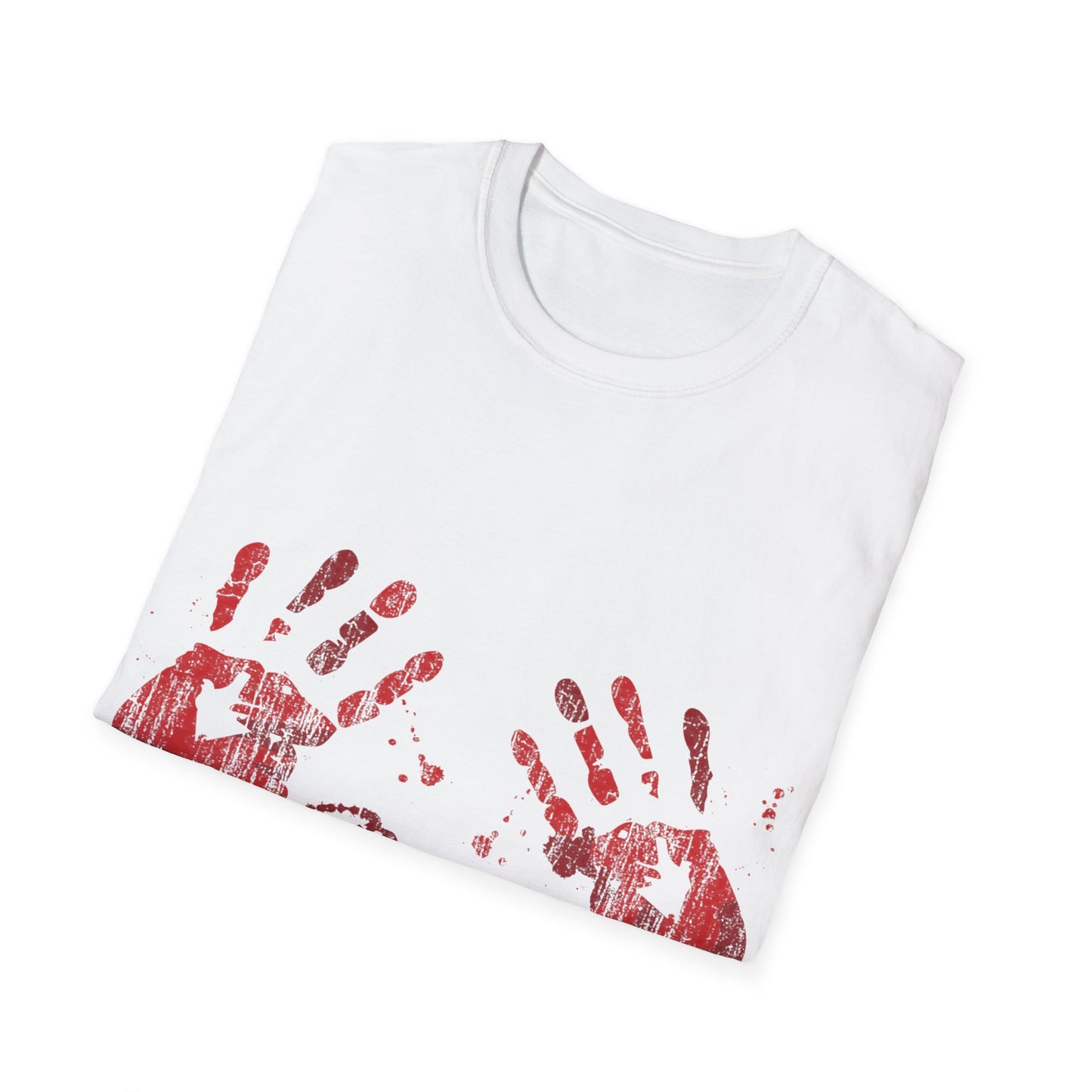 Bloody Handprints Unisex T-Shirt, Halloween Costume Tee, Spooky Graphic Shirt, Horror Movie Apparel, Gore T-Shirt