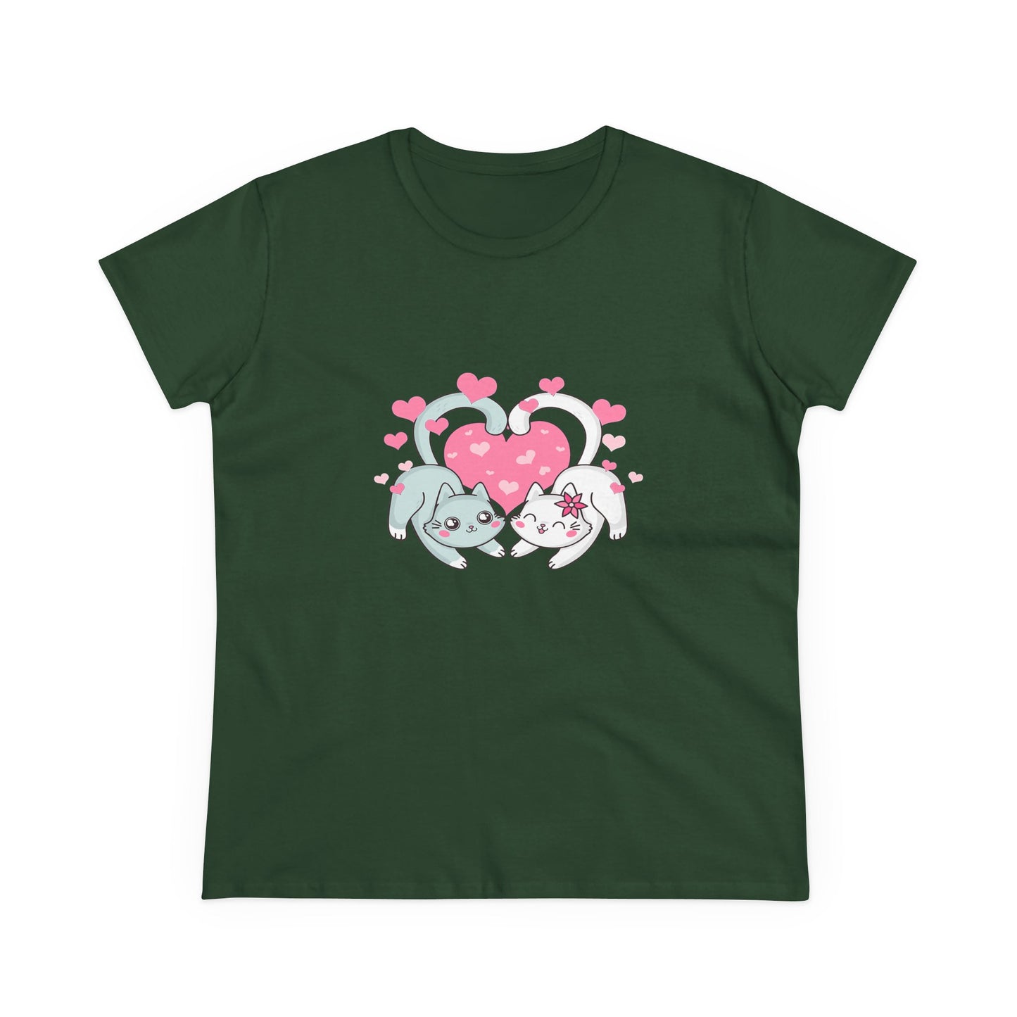 Cute Cat Love Tee for Pet Lovers, Valentine's Day Gift, Women's Casual Cotton T-Shirt, Cat Lover Shirt, Unique Pet Gift