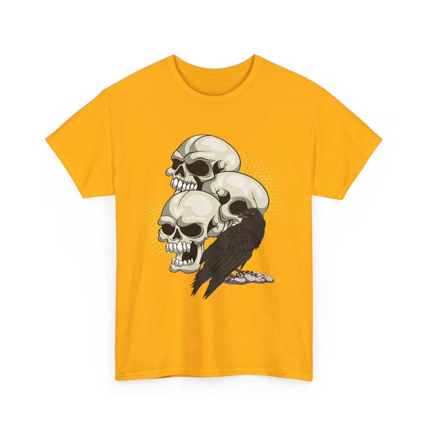Skull Crow Tee - Unisex Heavy Cotton T-Shirt, Edgy Graphic Shirt, Gothic Style Apparel, Halloween Outfit, Alternative Fashion