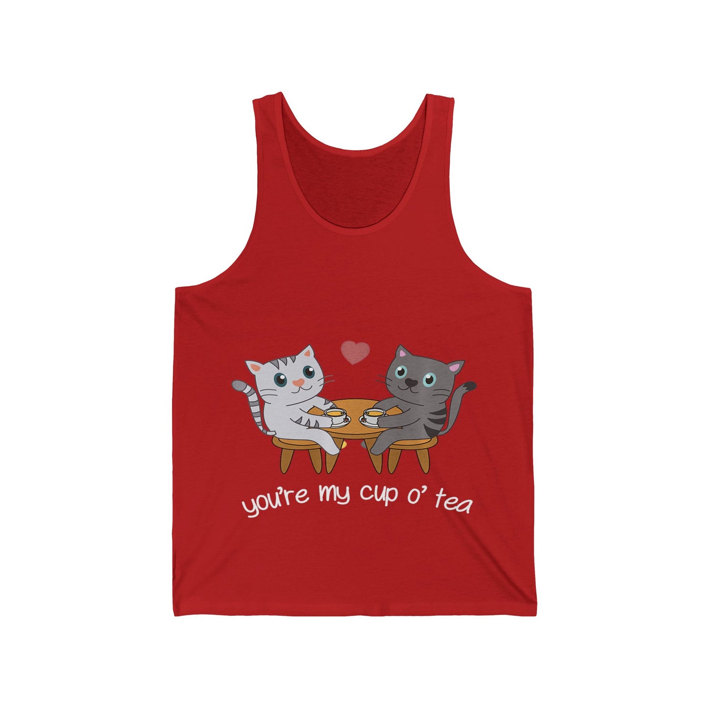 Cute Cat Lovers Unisex Jersey Tank - You're My Cup of Tea, Cat Tank Top, Gift for Cat Owners, Pet Lover Apparel, Summer Casual Wear