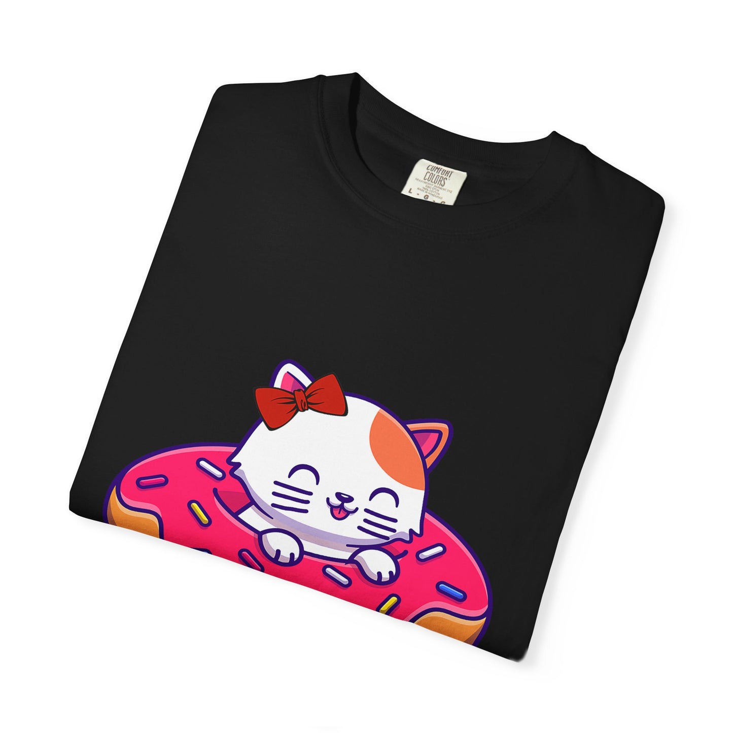 Cute Cat and Donut Unisex T-Shirt, Funny Animal Tee, Gift for Cat Lovers, Casual Wear, Cute Summer Outfit