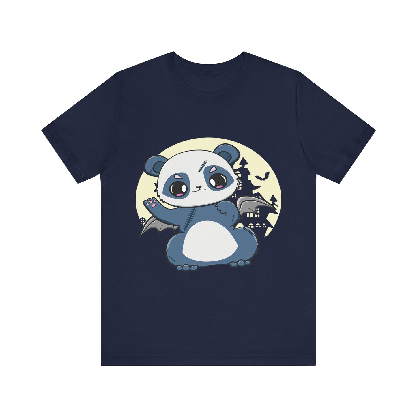 Cute Panda Halloween Tee, Unisex Short Sleeve Shirt, Fun Graphic T-Shirt, Spooky Cute Apparel, Animal Lover Gift