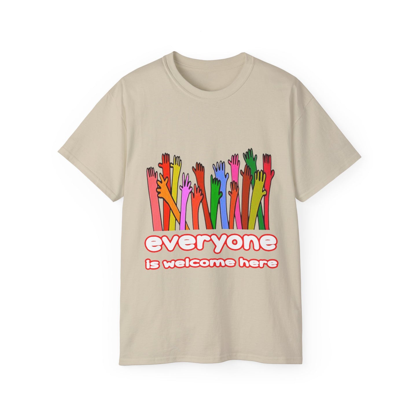 Inclusive Vibes Tee, Everyone is Welcome Here T-Shirt, Unity Tee, Proud Ally Shirt, Colorful Art Tee, Comfortable Cotton T-Shirt