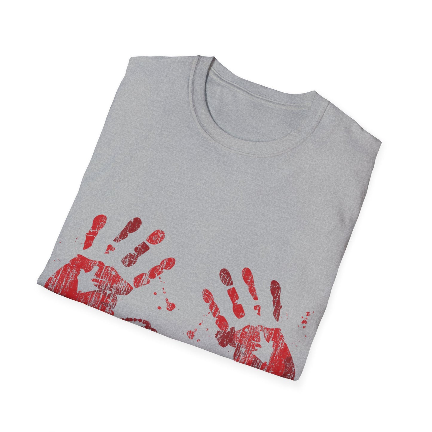 Bloody Handprints Unisex T-Shirt, Halloween Costume Tee, Spooky Graphic Shirt, Horror Movie Apparel, Gore T-Shirt