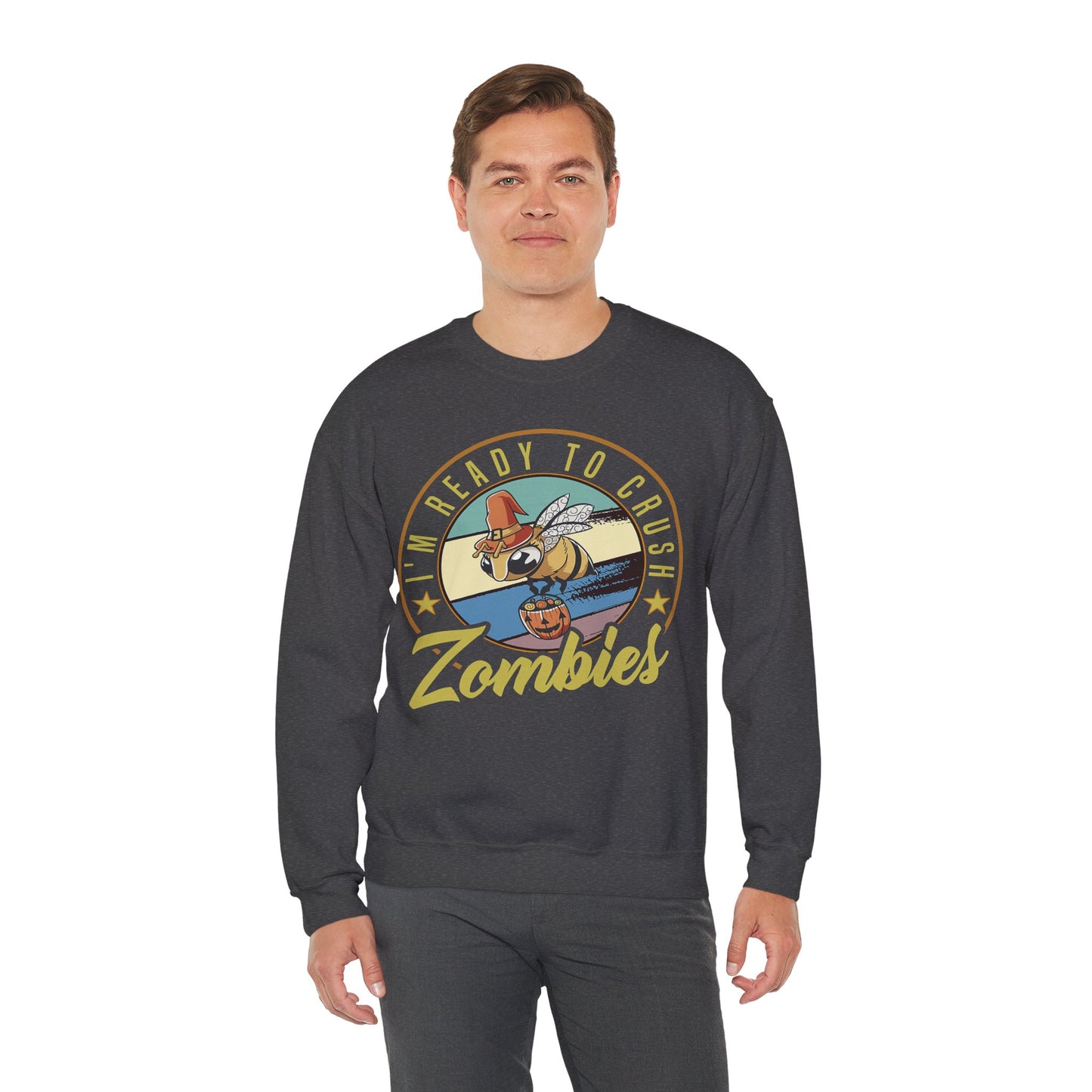 Zombie-Themed Crewneck Sweatshirt - Funny Halloween Gift for Friends, Casual Wear, Cozy Style, Unisex Apparel, Fall Fashion