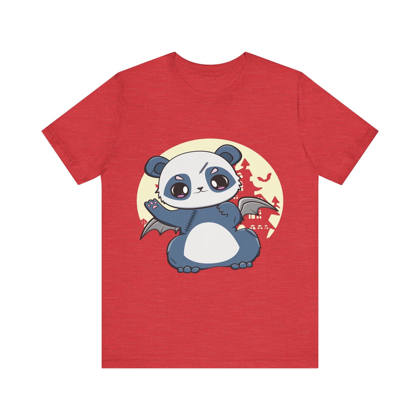 Cute Panda Halloween Tee, Unisex Short Sleeve Shirt, Fun Graphic T-Shirt, Spooky Cute Apparel, Animal Lover Gift
