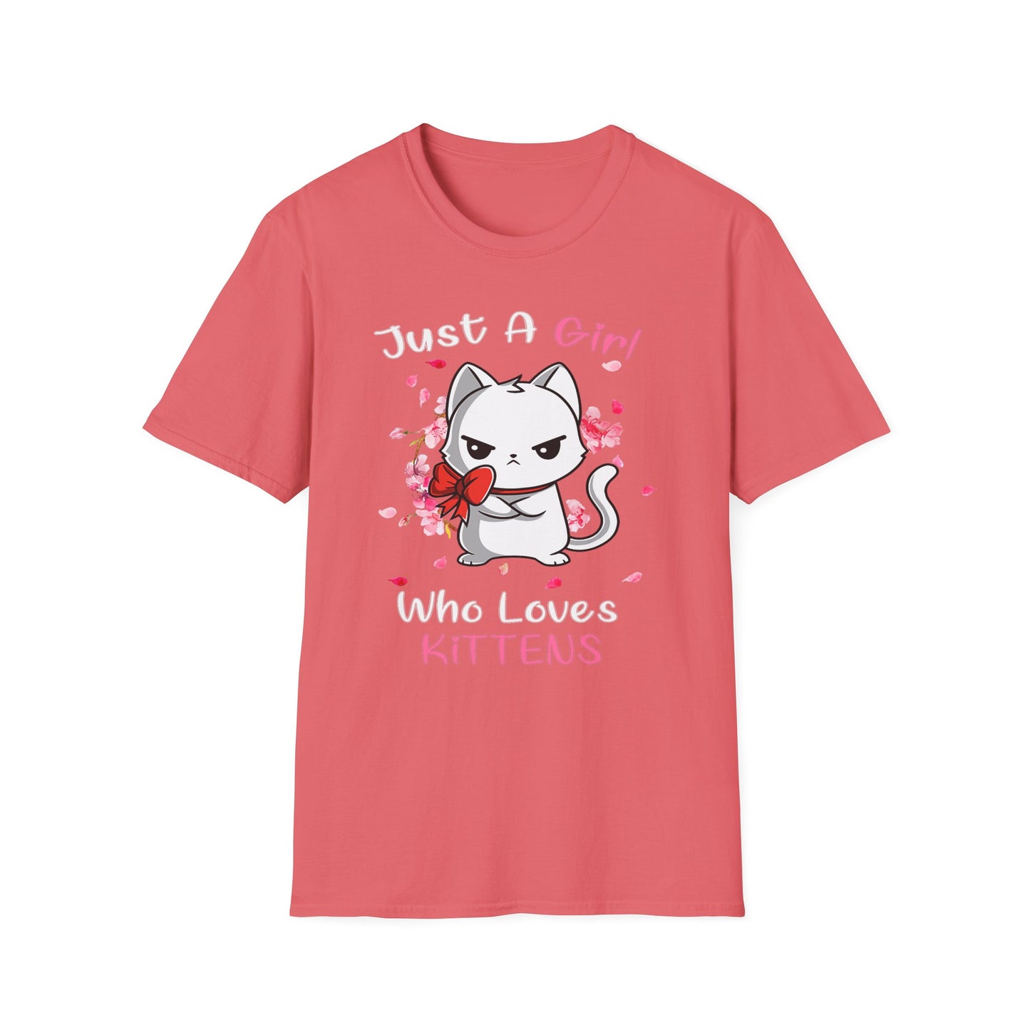 Cute Kittens Graphic Tee, Unisex Softstyle T-Shirt for Cat Lovers, Gift for Birthdays, Valentine's Day, Casual Wear, Animal Lovers