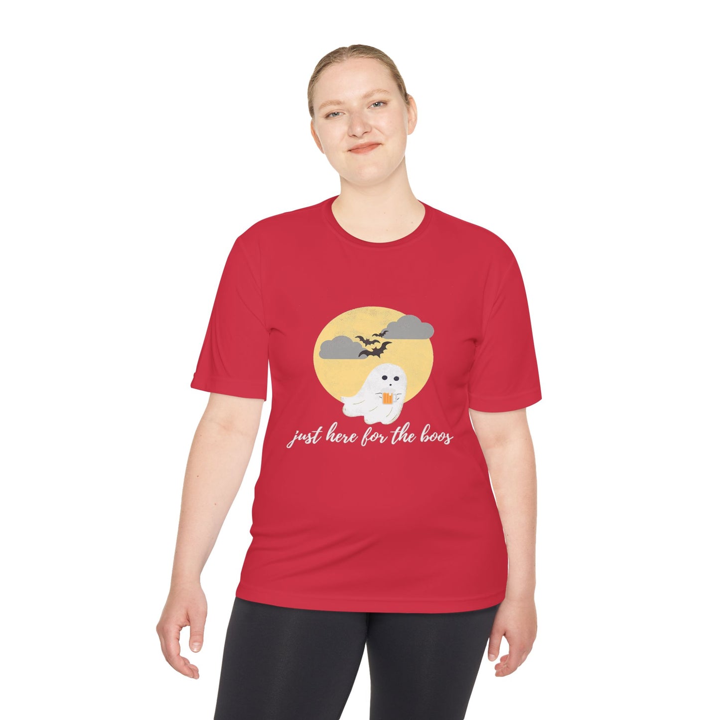 Whimsical Ghost Tee, Unisex Moisture Wicking T-Shirt, Halloween Apparel, Cute Graphic Tee, Fall Fashion, Lightweight Summer Shirt