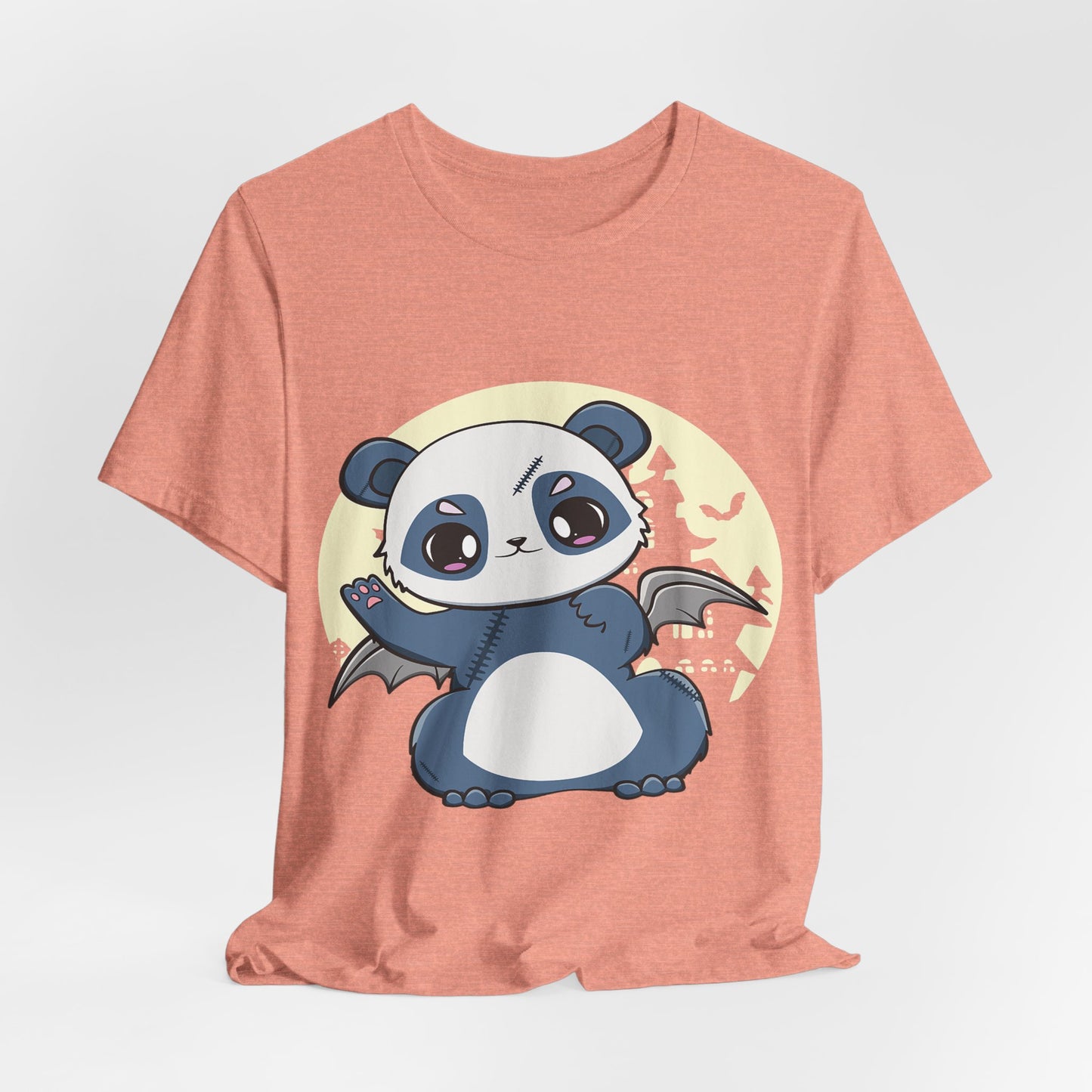 Cute Panda Halloween Tee, Unisex Short Sleeve Shirt, Fun Graphic T-Shirt, Spooky Cute Apparel, Animal Lover Gift