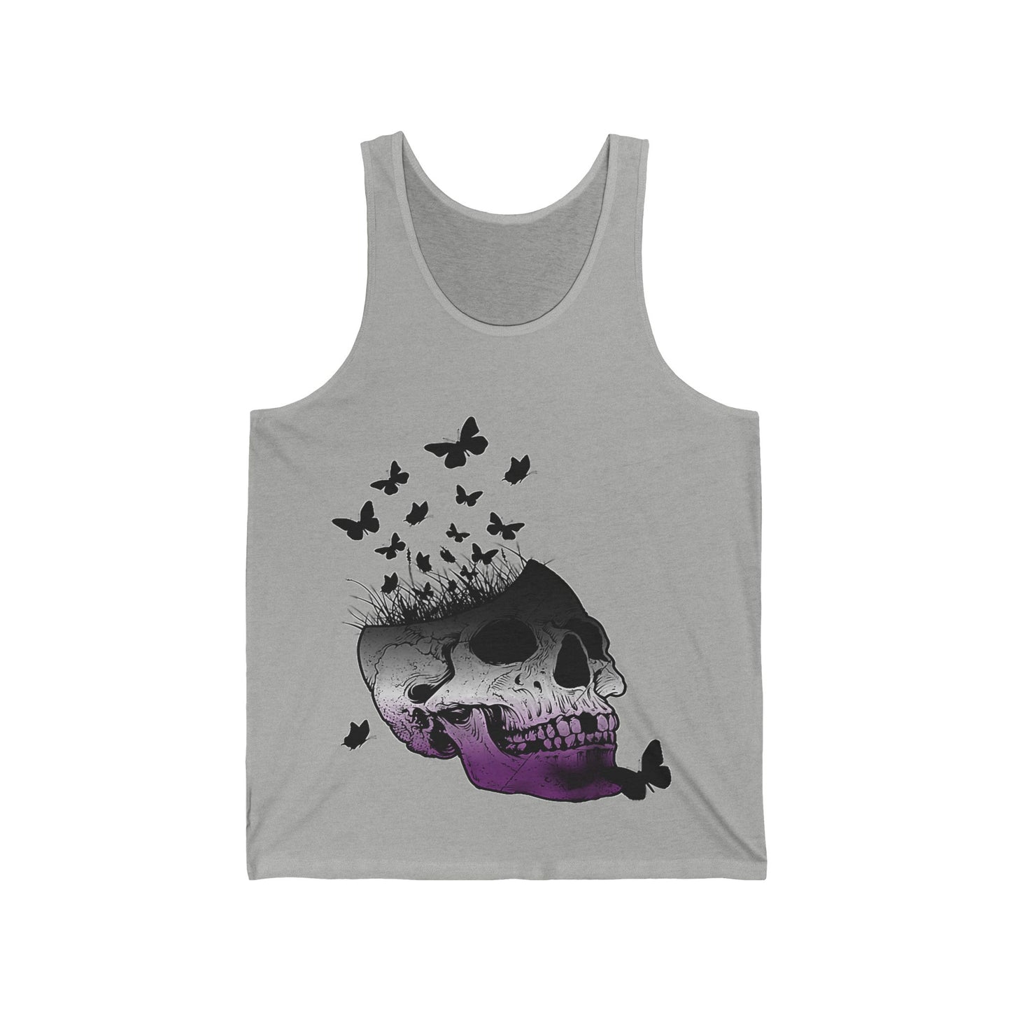 Gothic Butterfly Skull Tank, Unisex Jersey Tank Top, Edgy Summer Fashion, Casual Wear, Halloween Outfit, Unique Gift