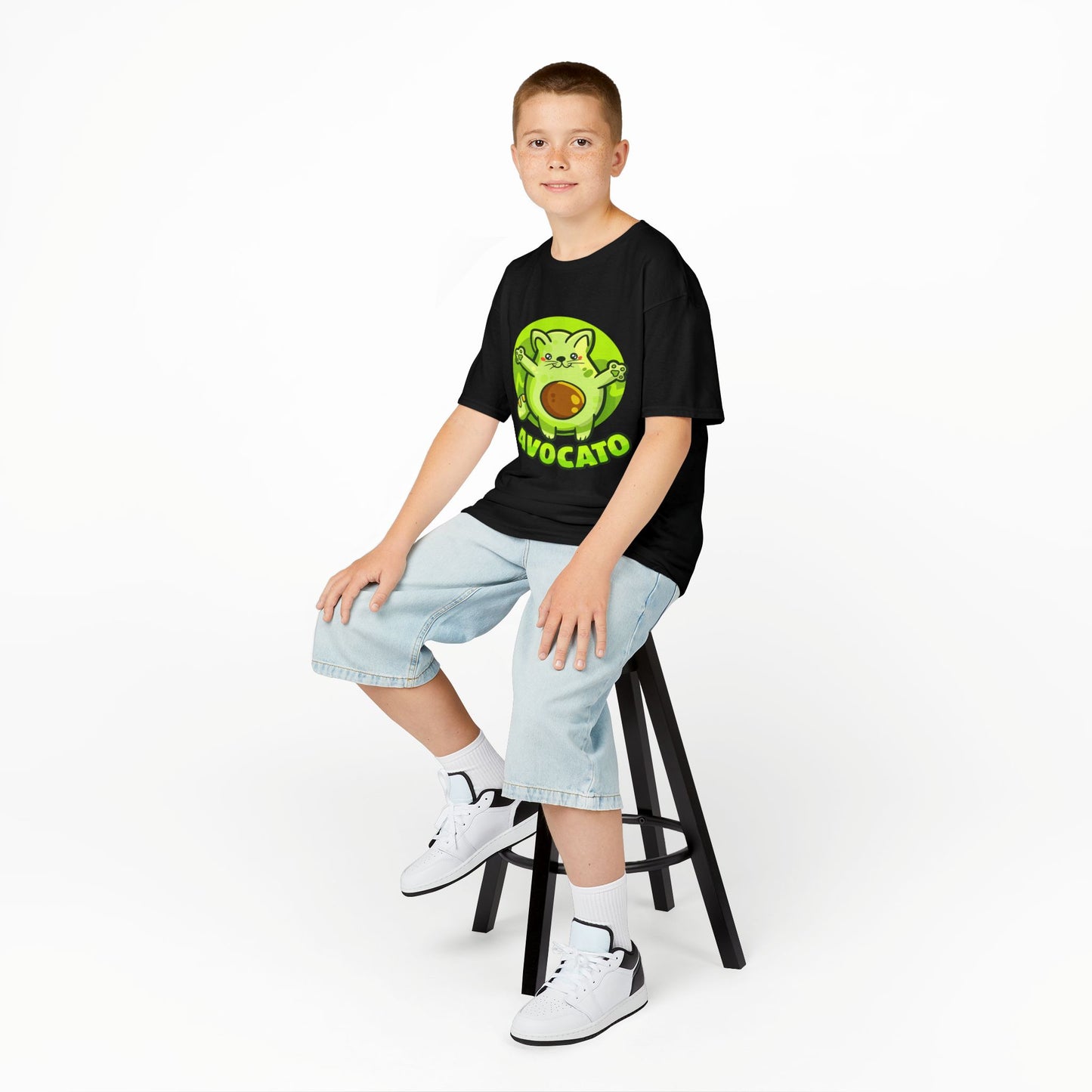 Cute Avocado Cat Kids Tee, Fun T-Shirt for Kids, Avocado Lover Gift, Playful Graphic Shirt, Birthday Party Outfit