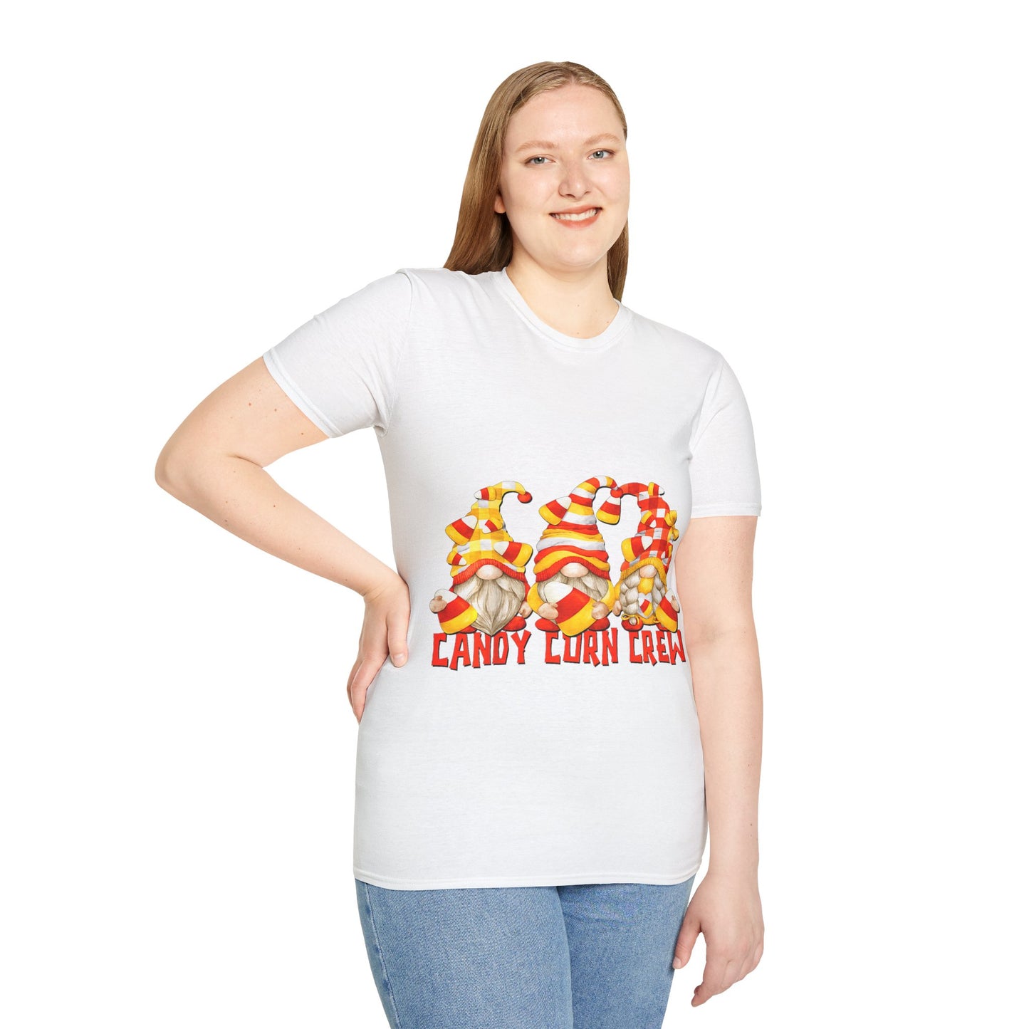 Candy Corn Crew Unisex T-Shirt - Fall Fashion, Halloween Apparel, Thanksgiving Gatherings, Cozy Comfort, Seasonal Style