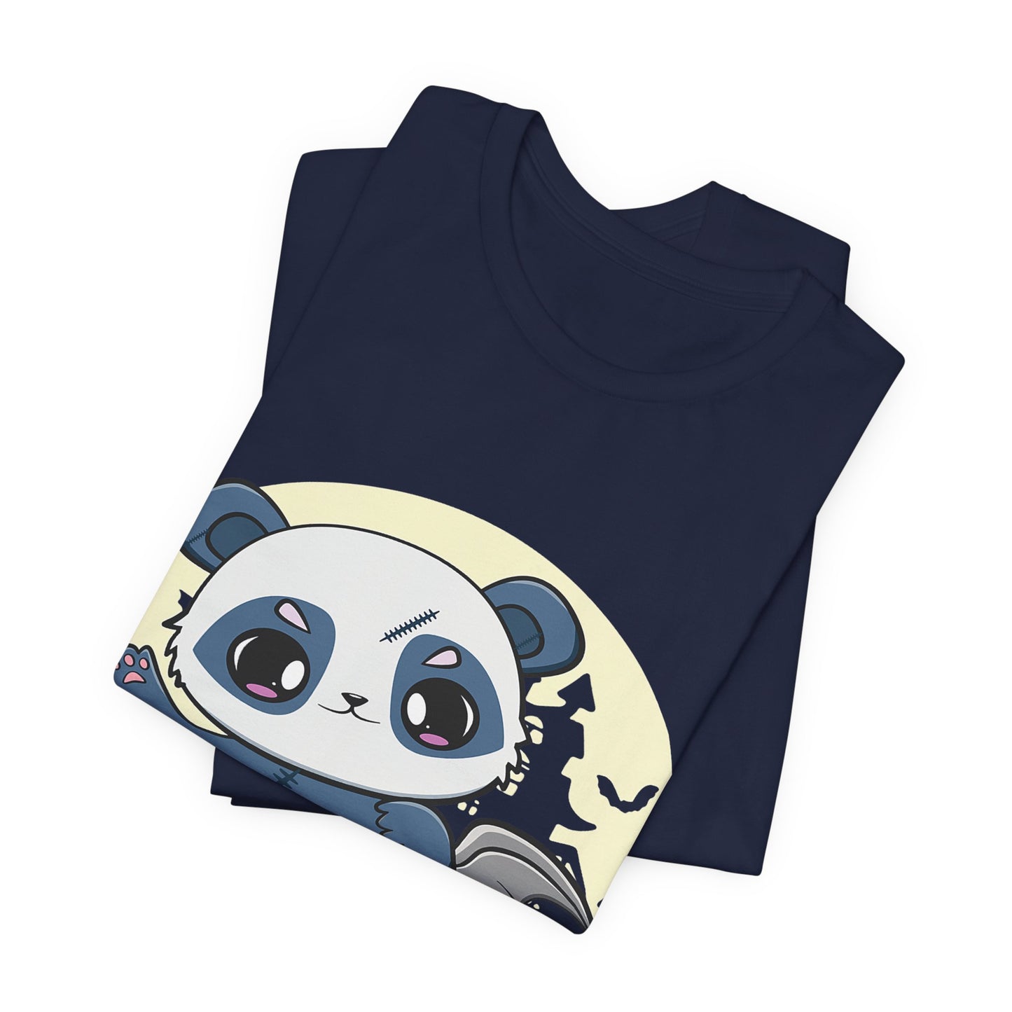 Cute Panda Halloween Tee, Unisex Short Sleeve Shirt, Fun Graphic T-Shirt, Spooky Cute Apparel, Animal Lover Gift