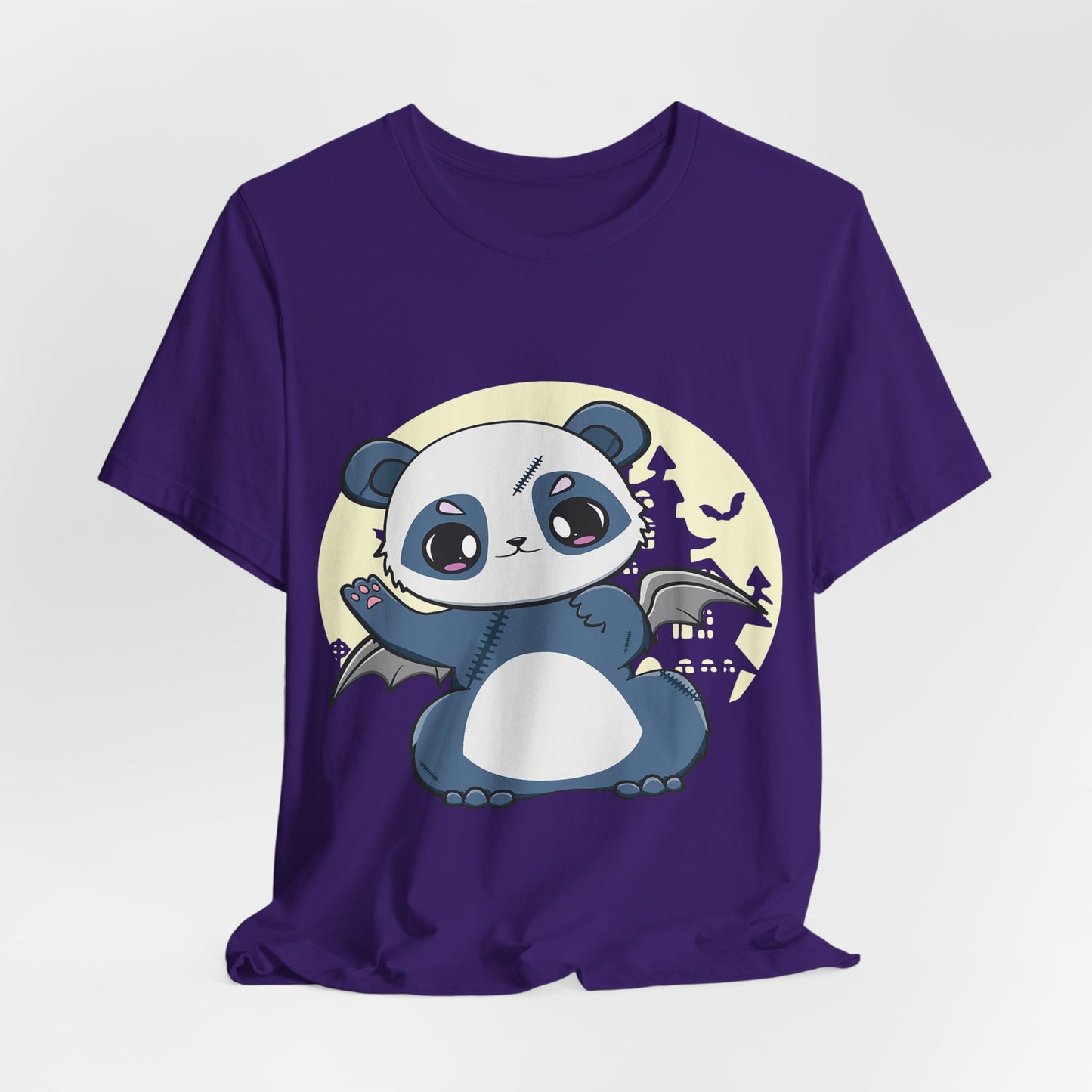 Cute Panda Halloween Tee, Unisex Short Sleeve Shirt, Fun Graphic T-Shirt, Spooky Cute Apparel, Animal Lover Gift